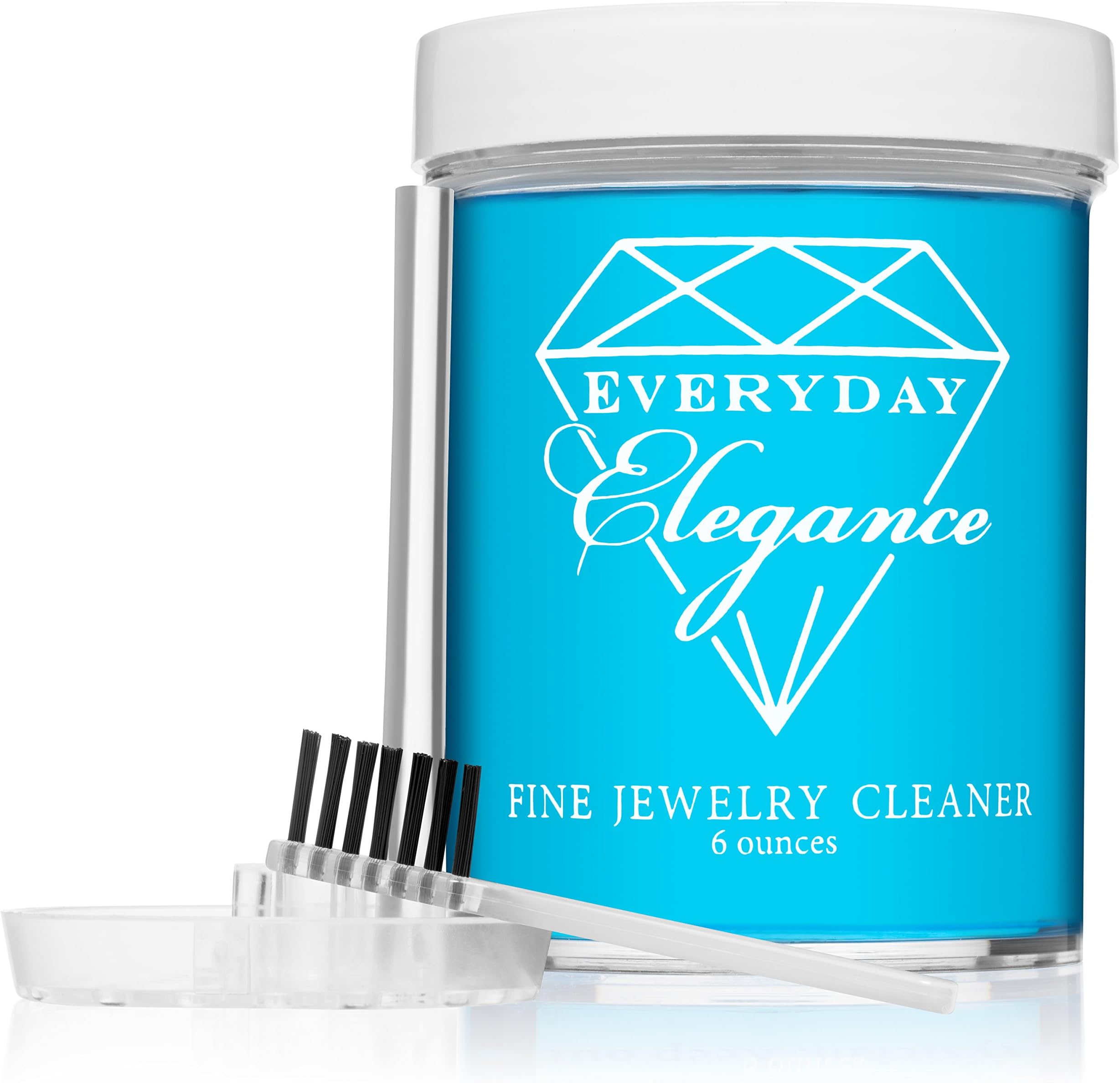 Liquid Jewelry Cleaner Solution for Gold, Platinum and Diamonds with Brush & Tray for Cleaning - 6 Ounce