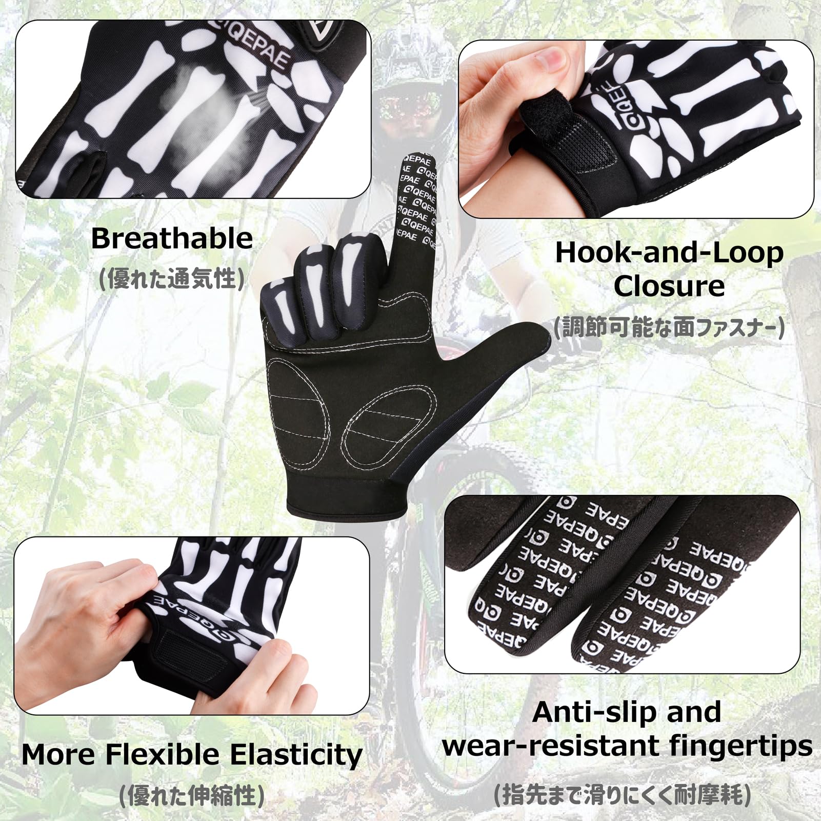 Azarxis Guantes de Ciclismo Ajustable con Pantalla Táctil para Bicicleta de Montaña