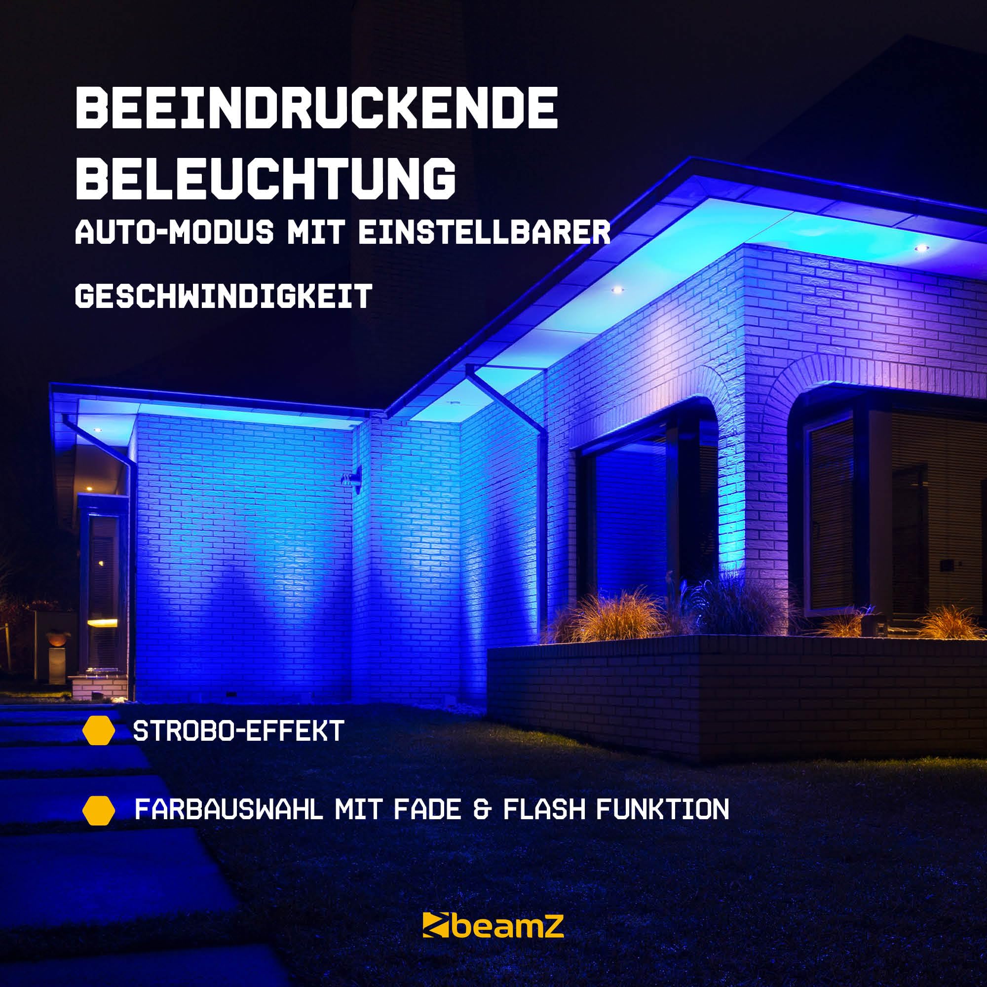 BeamZ BBP44 Akku Uplight 2er Set Mini 4x4 Watt LED Par Strahler Outdoor, RGWB, 25h Akkulaufzeit, IP65, Bühnenbeleuchtung, Soundmodus, 0-100% Dimmer, Automodi, Bühnenlicht, Inkl. Fernbedienung