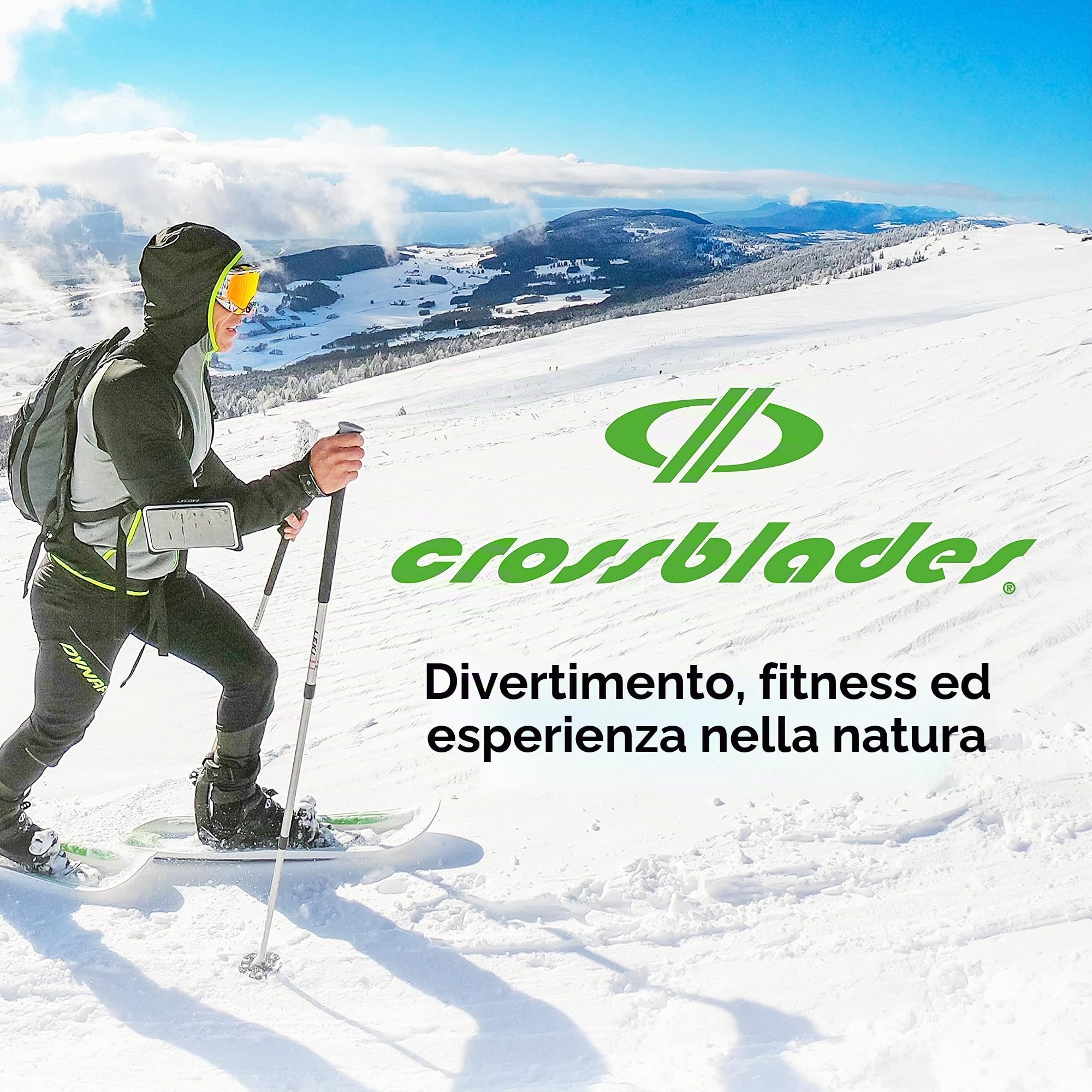 Racchette da neve 36 – 46 I 3 in 1 per salire, guidare, scivolare, per sciare con scarpe da trekking