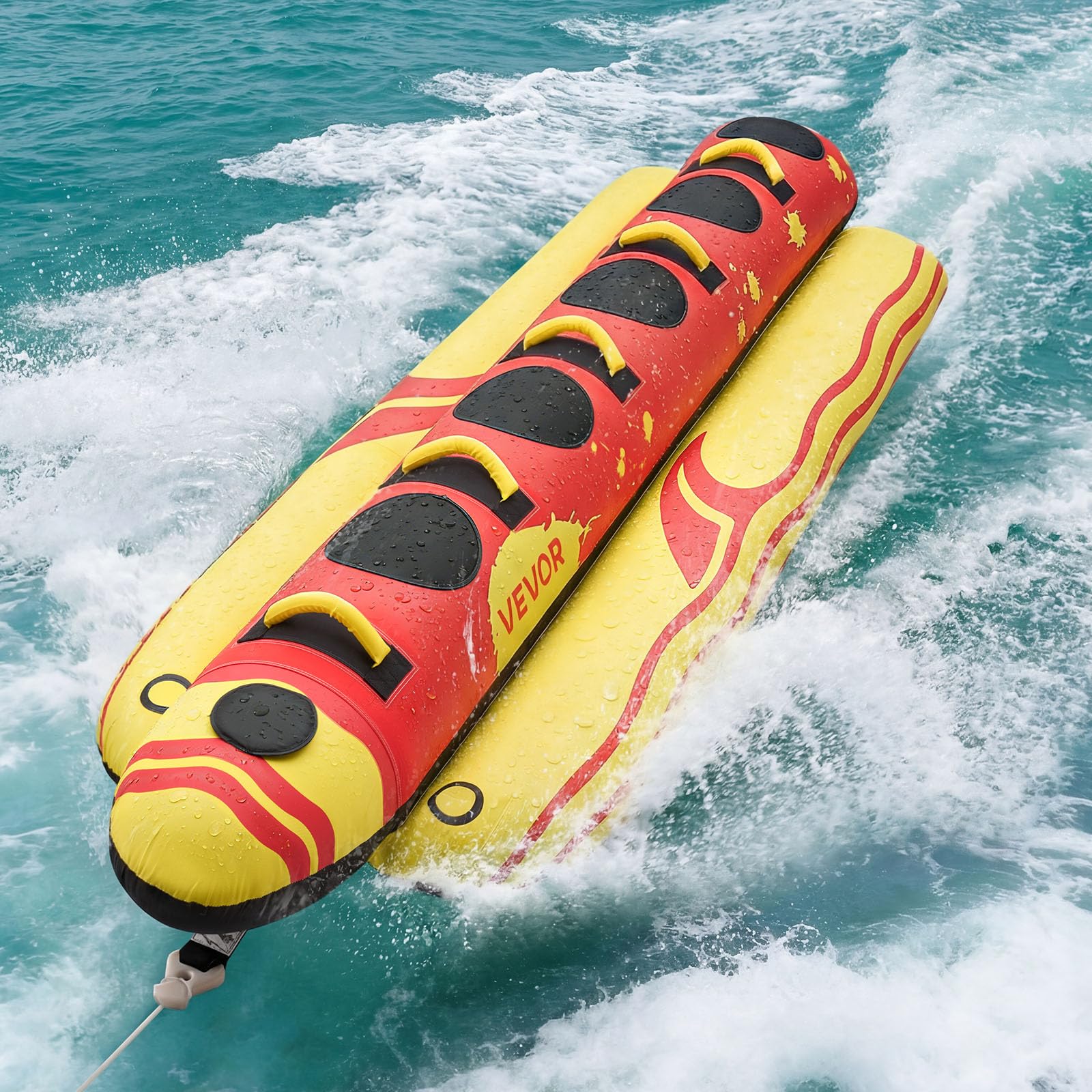 VEVOR Towable Tube für Boote, Wassersport-Schleppreifen mit Nylon-Überzug, Haltegriffen & Sicherheitsventil