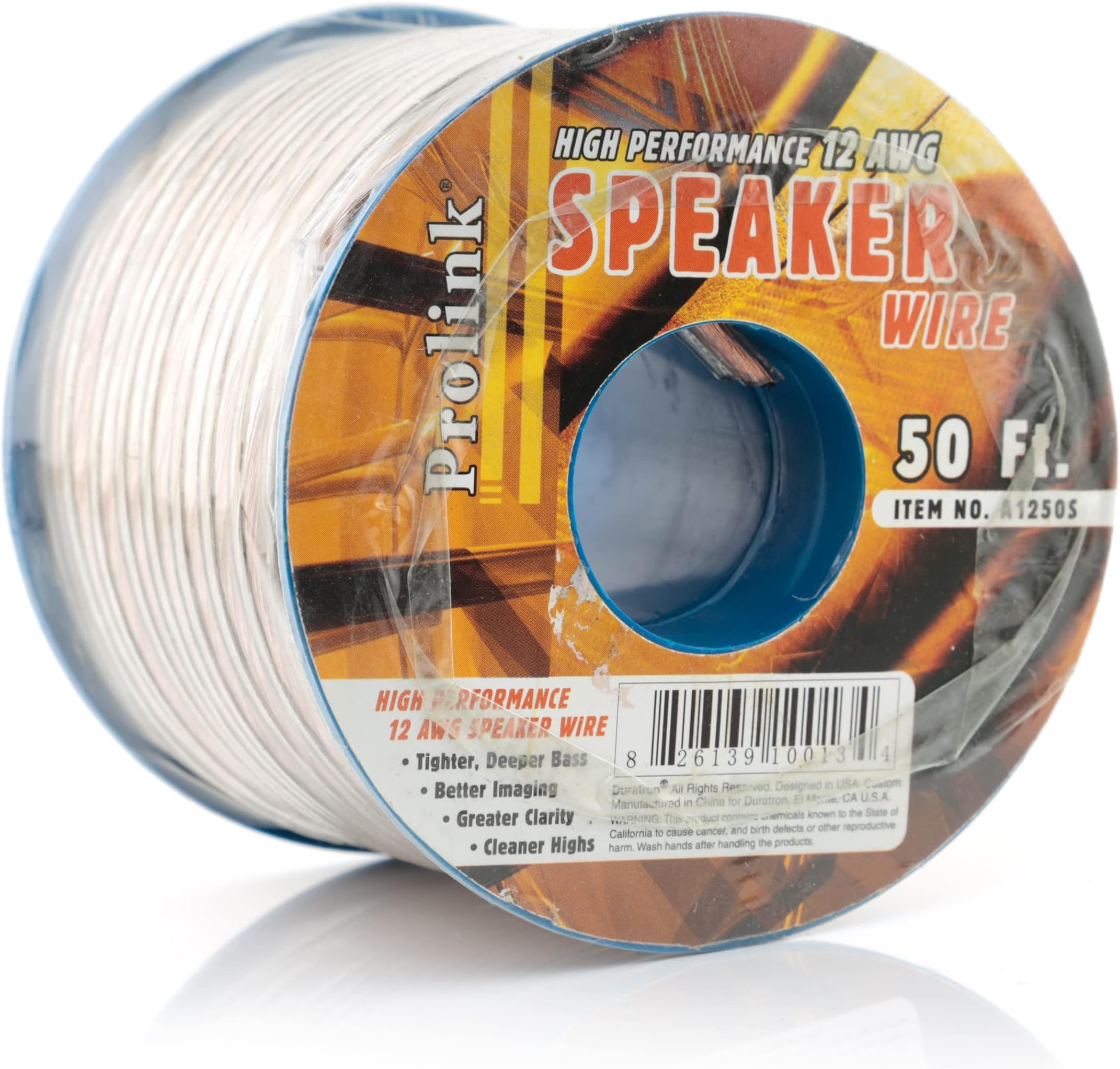 Luxtronic 12-Gauge Clear Speaker Wire / 50-ft.