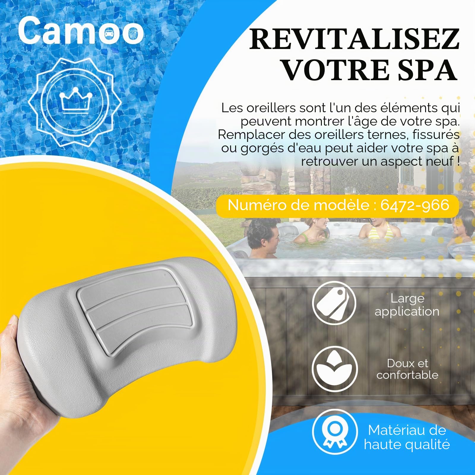 Camoo 6472-966 Coussin de rechange pour spas, convient pour spas Sundance série 780 2007-2017, ancienne pièce 6455-469