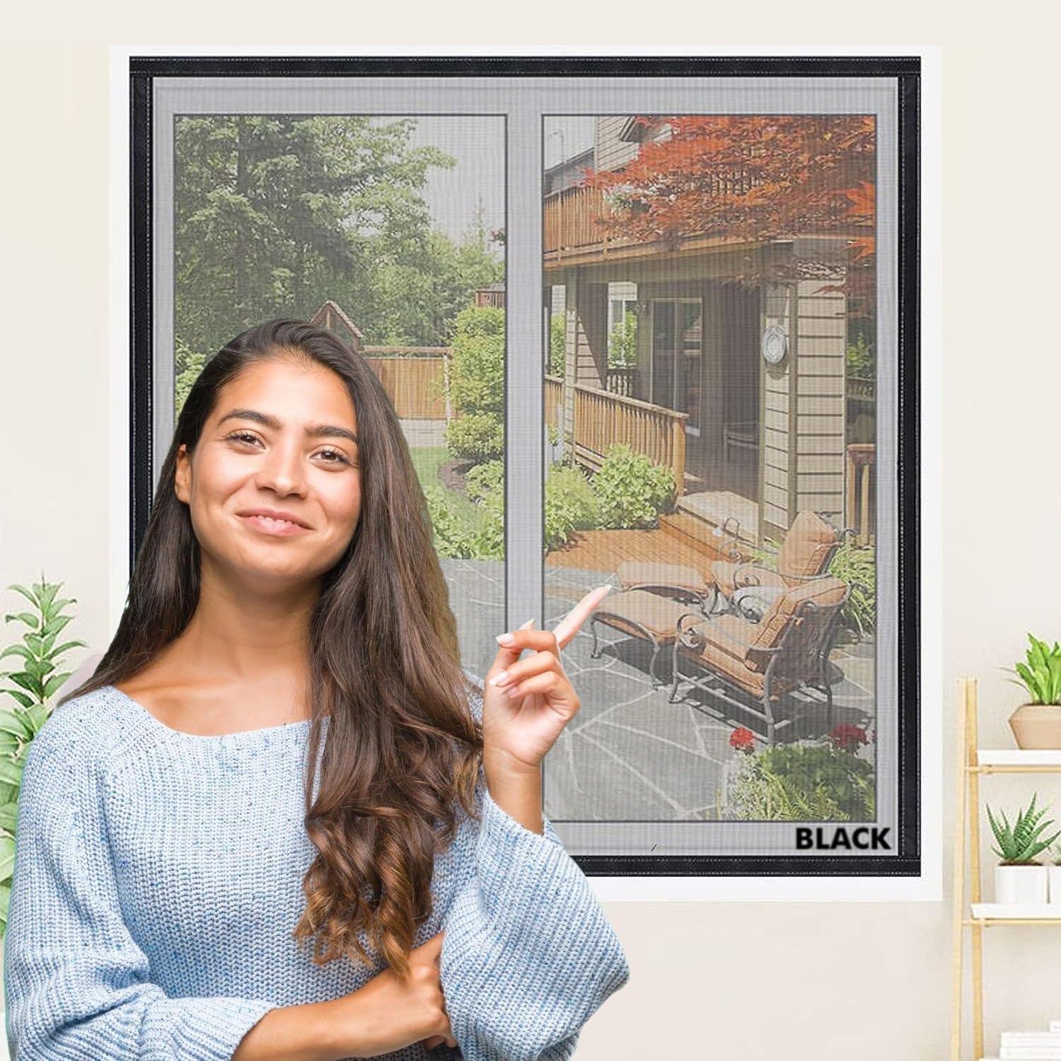 window mosquito net (size-50x130 cms/20x51 inches/1.64x4.27 feet, color-black), 120 gsm fiberglass insect net with strong self adhesive hook and loop tape