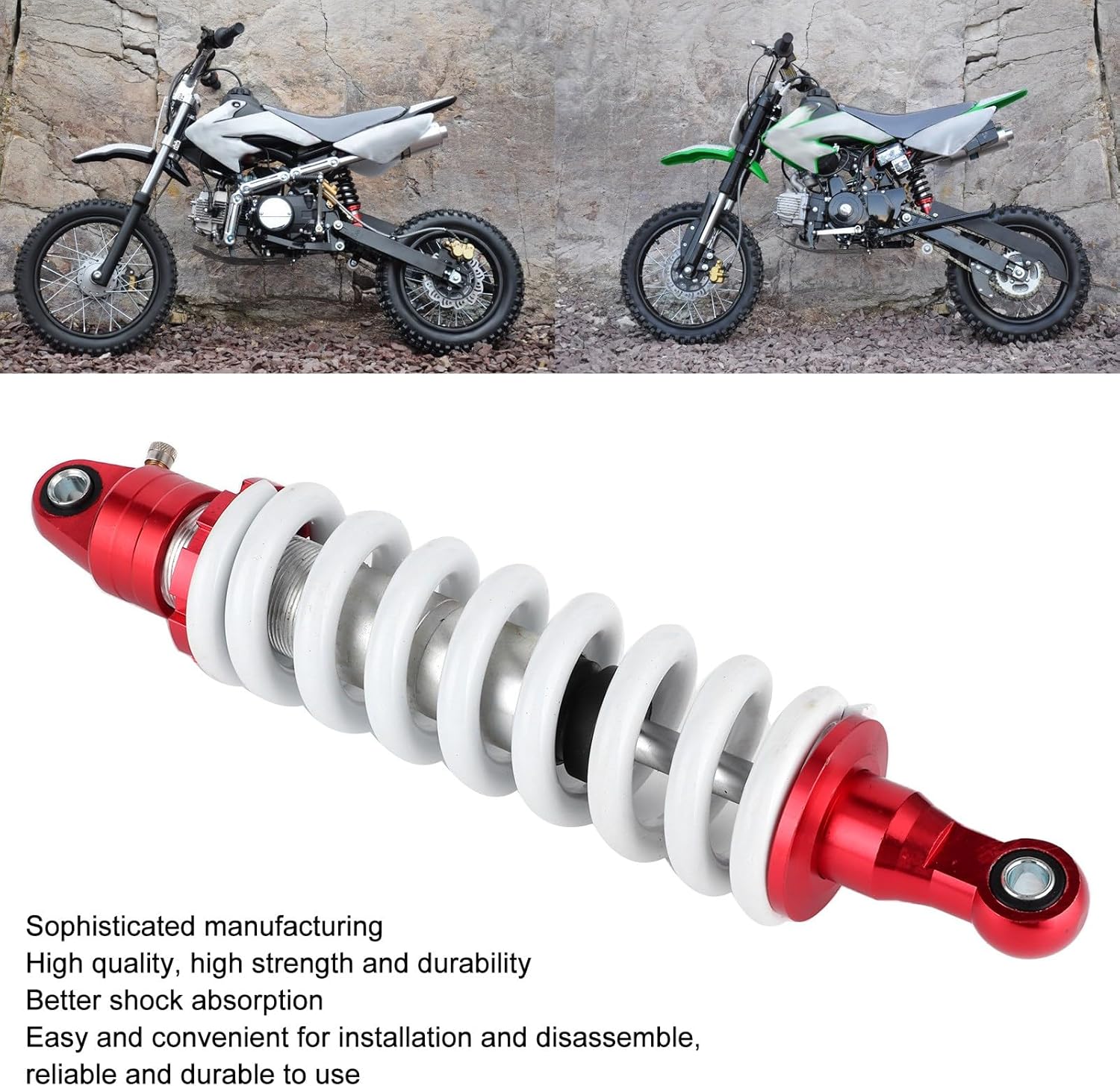 Motorcycle Shocks, 330mm 13" Rear Shock Absorber, ATV Shocks Motorcycle Suspension Steel Spring Adjustable Damper Universal Fit for ATV Quad Dirt Pit Bike Go Karts