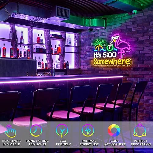 Vista 44 de Good Vibes - Letrero de neón regulable con interruptor de encendido/apagado, letreros de neón alimentados por USB para decoración de pared, letreros