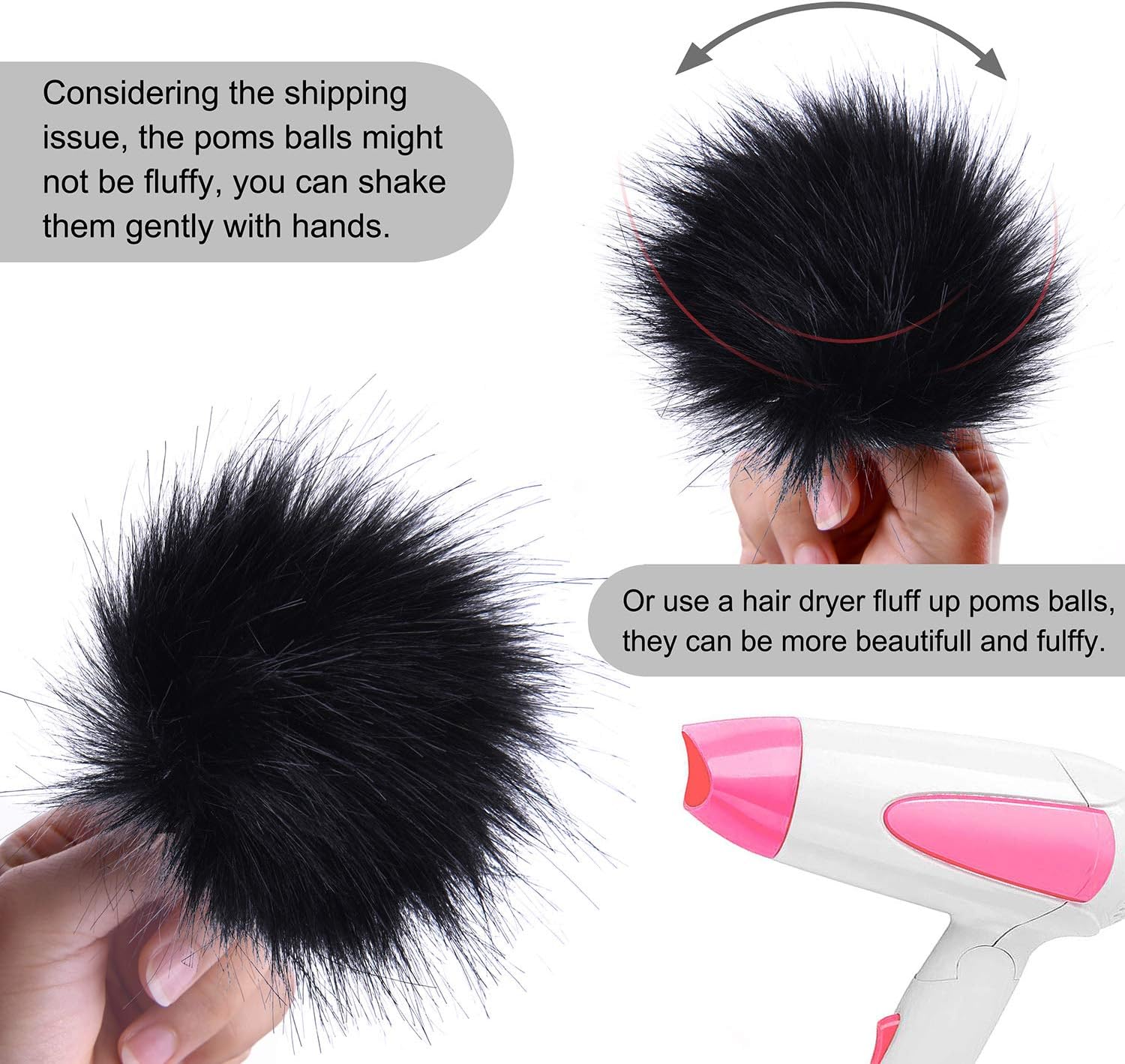 Coopay 24 Pieces Faux Fox Fur Pom Pom Balls DIY Fluffy With Elastic Loop for Hats Keychains Scarves Gloves Bags Charms Knitting Accessories (Popular Mix Colors) - Image 3