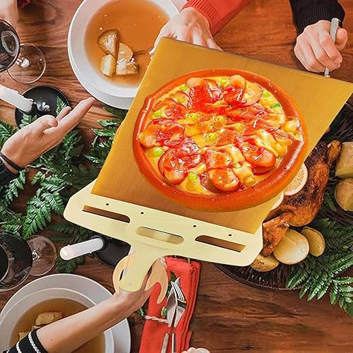 Miniatura 5 de BULINGNA Magic - Pala Pizza Scorrevole, pelador antiadherente para pizza, con asa, accesorio para hornos de pizza, apto para lavavajillas (amarillo,