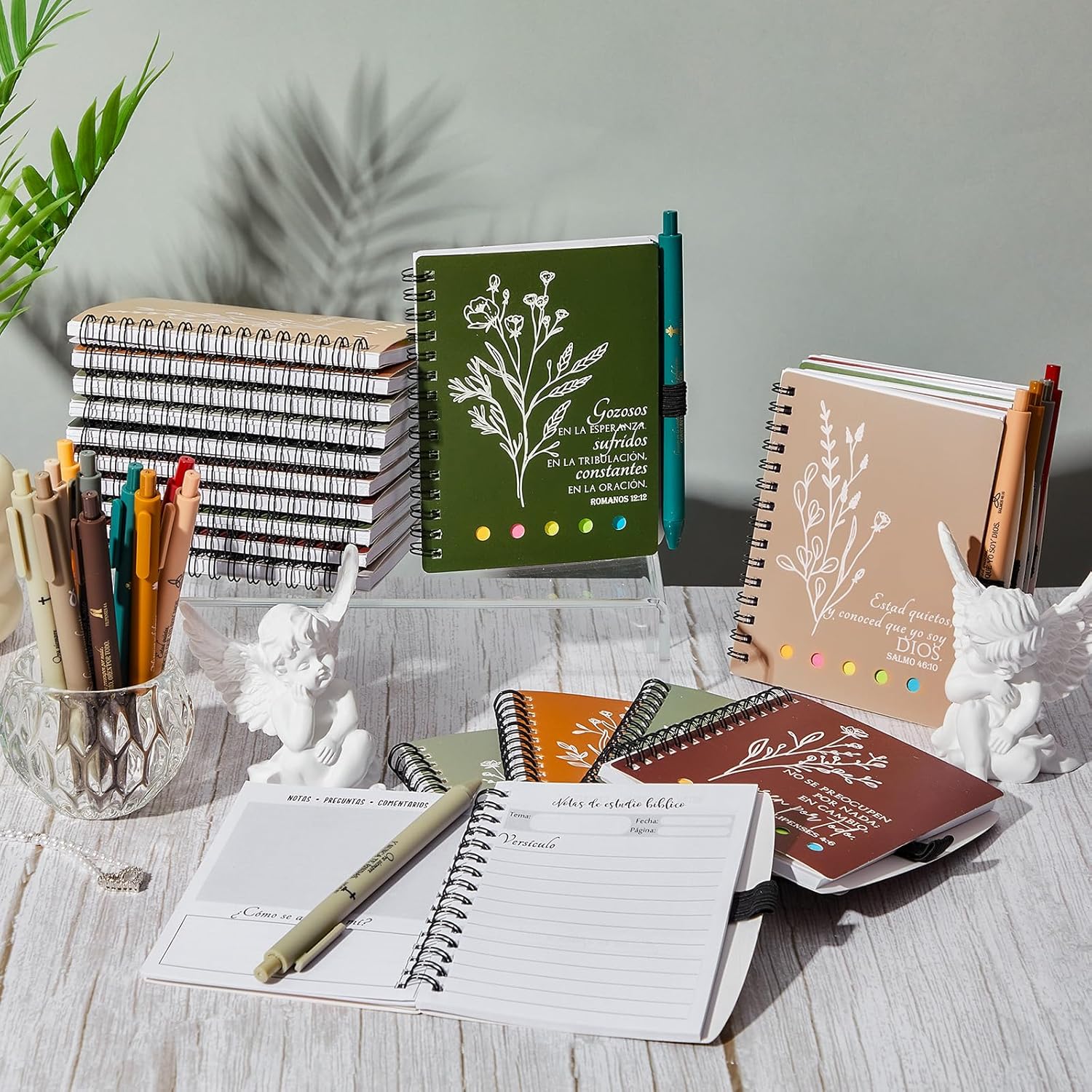 Kosiz 40 Pcs/20 Set Christian Notebook Bulk Spiral Bible Notebook and Pens Religious Notepad for Church Employee Appreciation Day Gifts for Office Coworkers Staff(Morandi,Classic) - Image 6