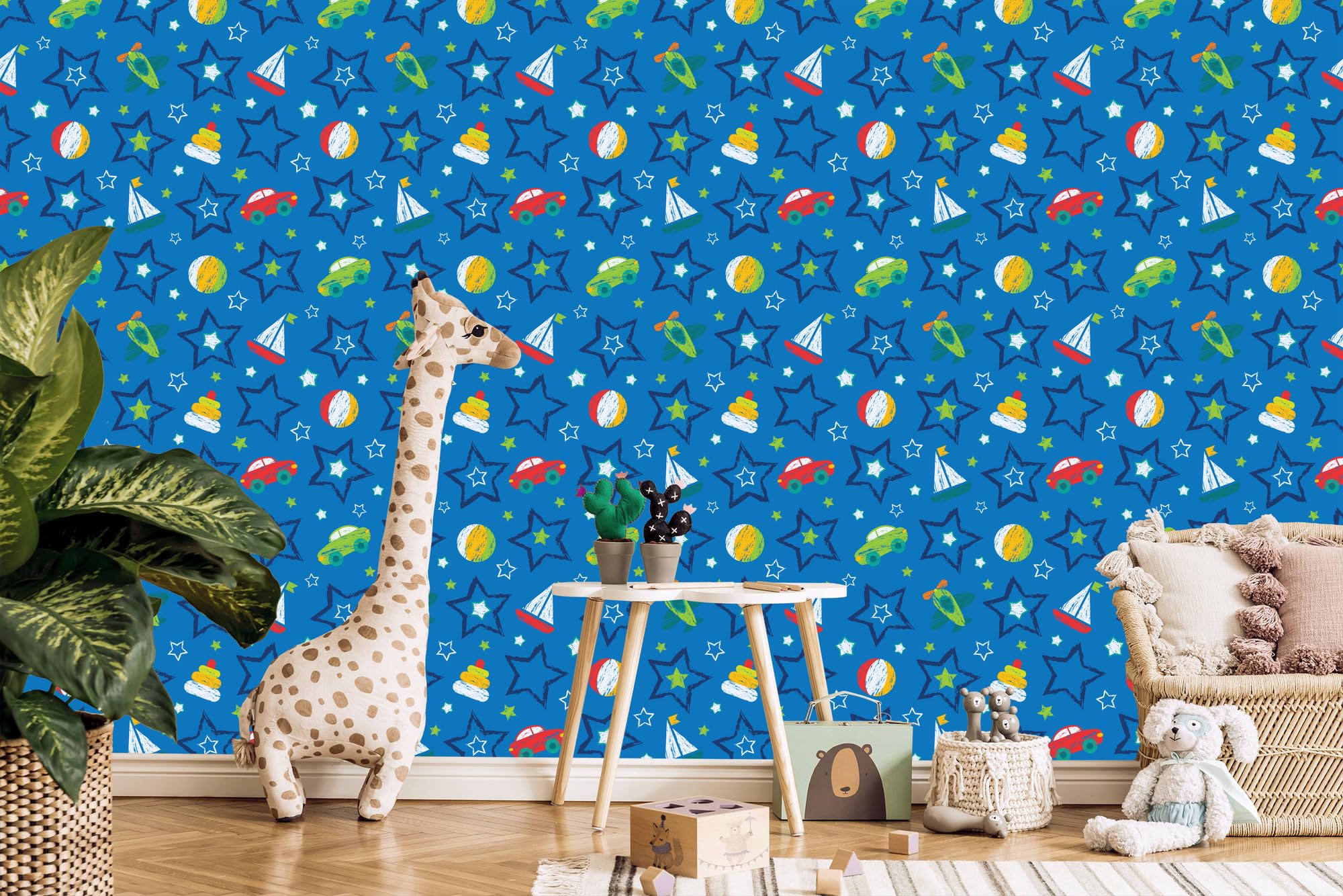Vliestapete Bunte Spielzeug und Sterne 50 x 1000 cm