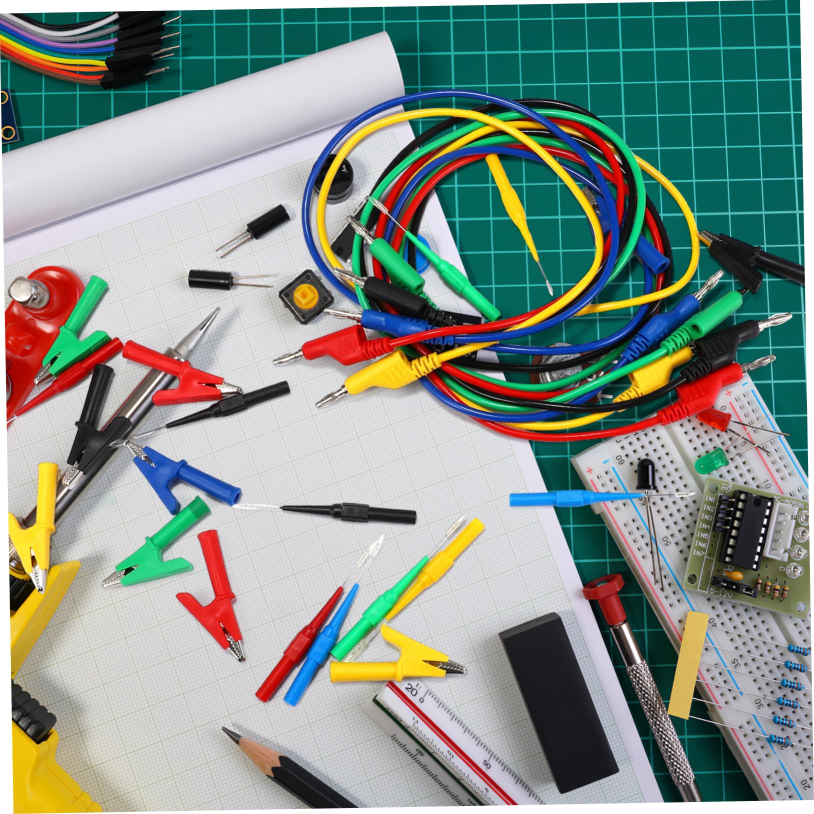 Kit e Prestazioni Elettromeccaniche per Test Elettrici Puntali per Tester con Clip Coccodrillo e Sonde di Test Set in Rame e Pvc con Connessione Banana Standard per Multimetro