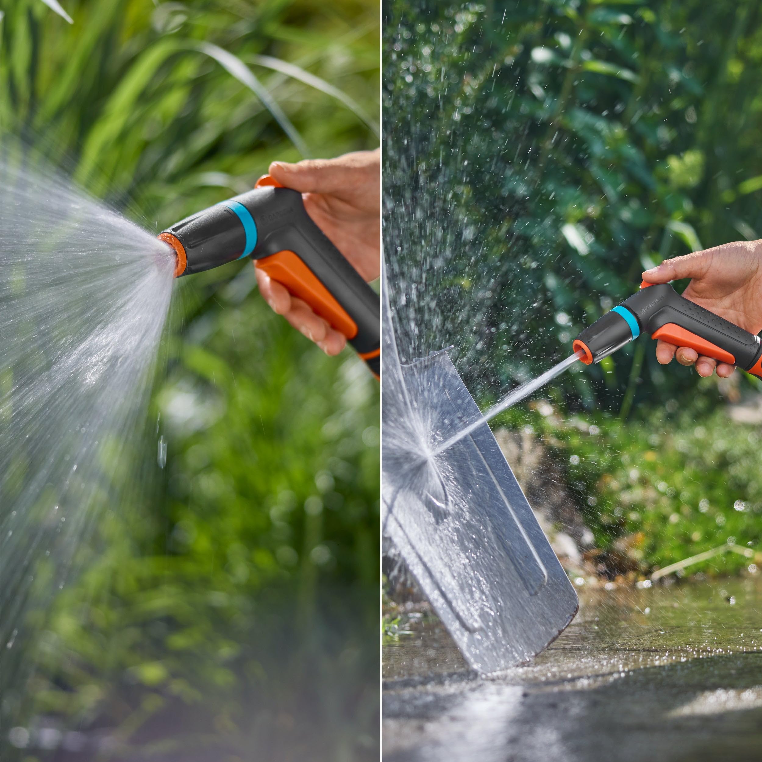 Gardena Classic Pistolet Zraszający z Szybkozłączem ze Stopem, Zestaw Zraszacze i Dysze Dysza do Węża Ogrodowego, do Czyszczenia i Podlewania, Dwa Rodzaje Strumienia (18361-20)