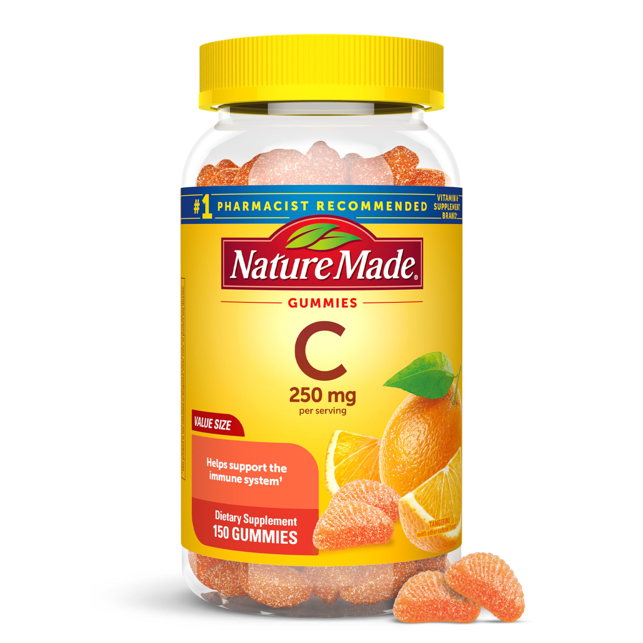 Nature Made Vitamin C 250 mg Per Serving, Dietary Supplement for Immune Support, Vitamin C Gummies for Adults, 150 Gummies, 75 Day Supply