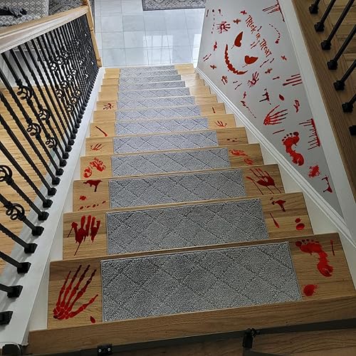 Miniatura 8 de Decoraciones de Halloween aterradoras calcomanías de huellas de manos sangrientas, calcomanías para ventana, baño, baño, baño, decoración de fiesta