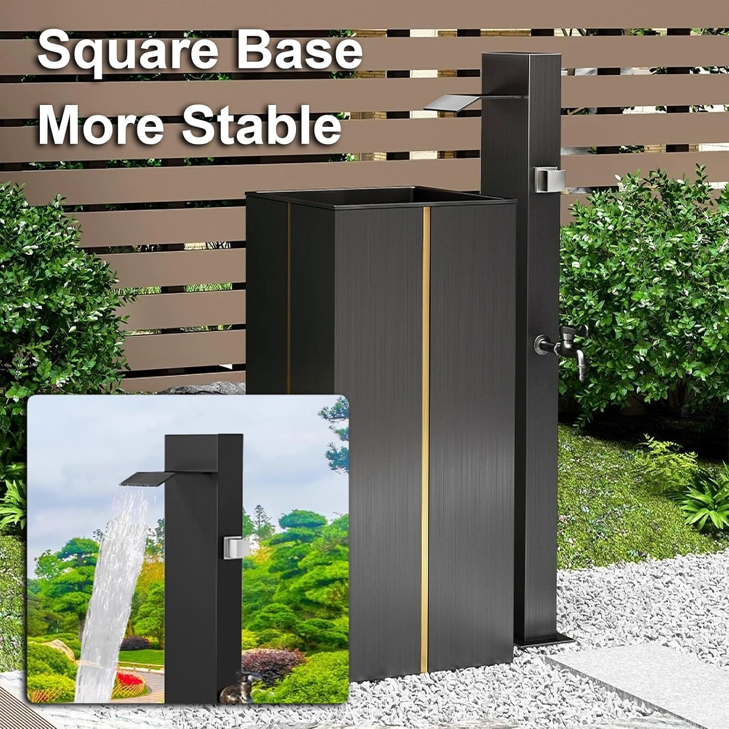 Garden Water Column Stainless Steel, Freestanding Water Column Garden Water Tap, Freeze Proof Outdoor Dual Faucet, Outdoor Faucet Water Dispenser Hydrant(Gold)