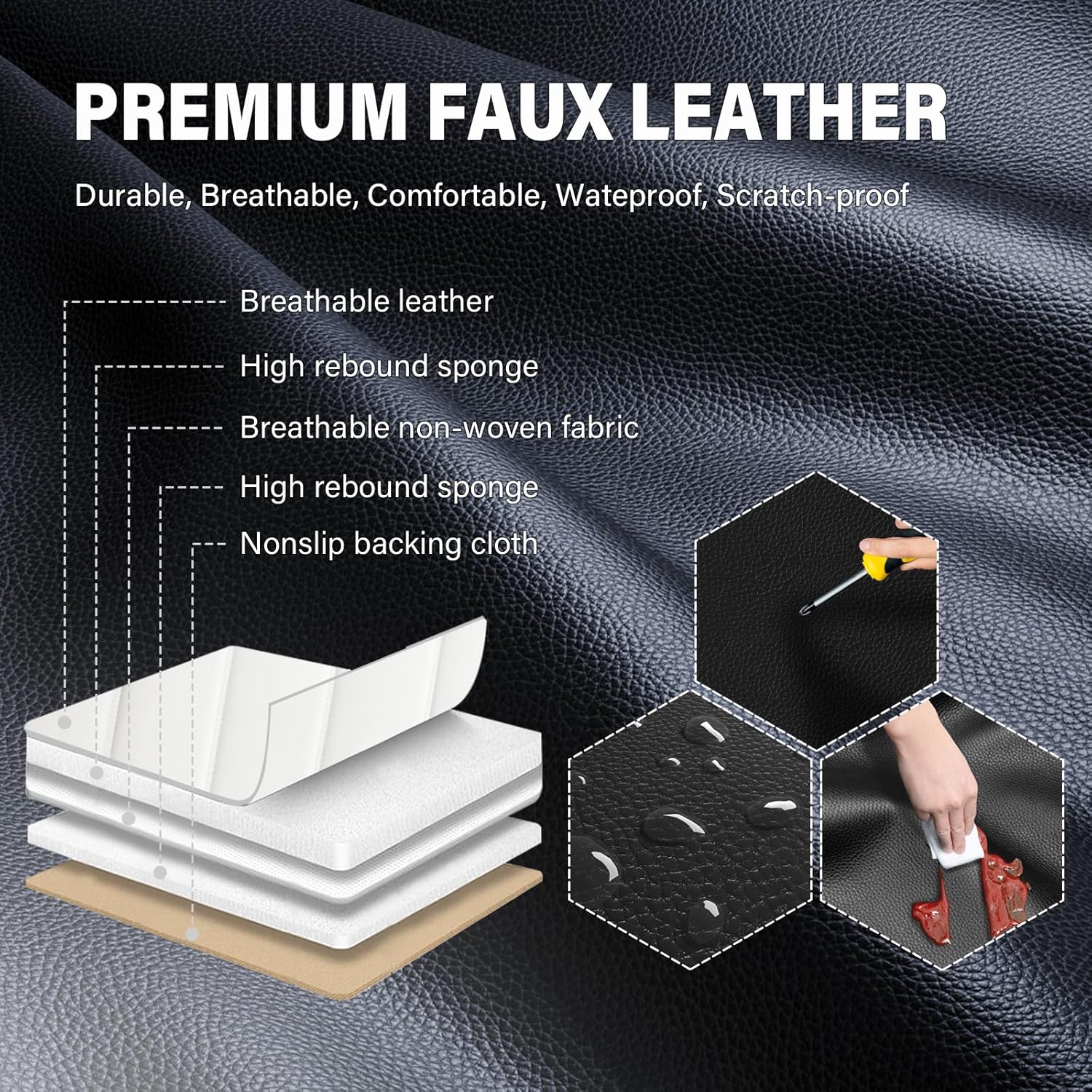 Car Seat Cover for BMW 528i 2008-2016,Waterproof Faux Leather 5-Seat Seat Covers,Car Seat Protectors,Deluxe and Breathable Interior Covers for Cars(Full Set,Blue&White)