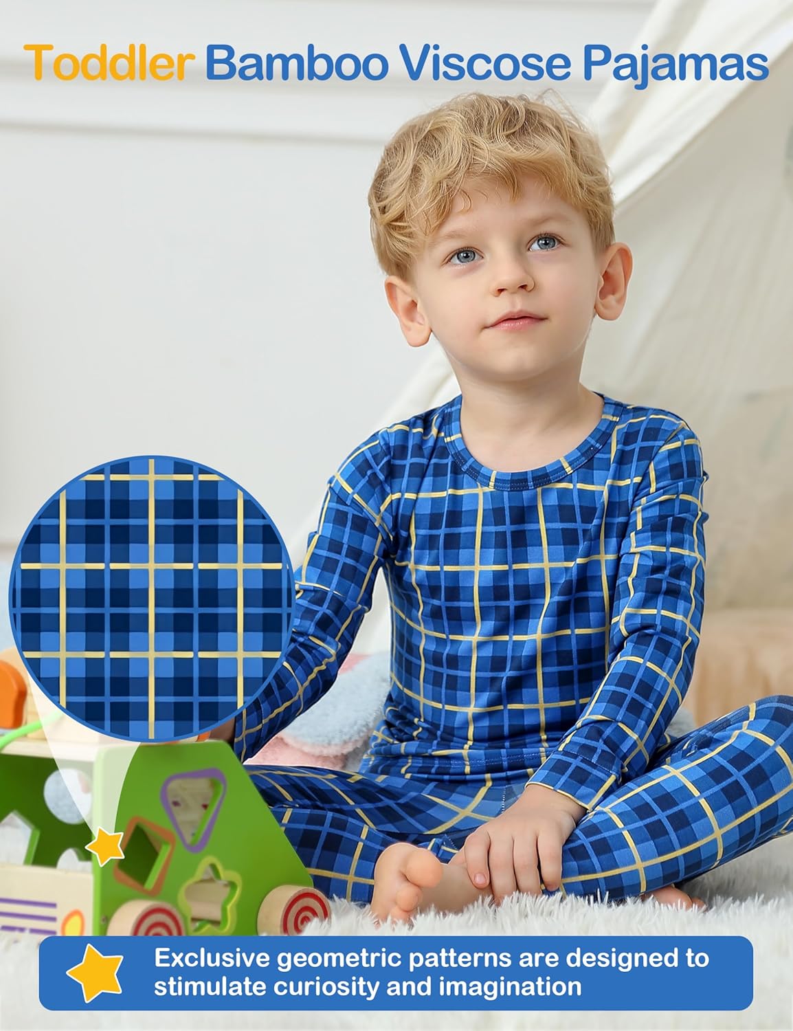 JunNeng Bamboo Viscose Pajamas for Toddler Boys, Baby Kids Soft Stretchy Pajamas Sets Sleeper - Image 3