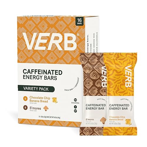 Verb Energy - Paquete variado de barras energéticas bajas en azúcar de 110 calorías, barras nutricionales, aperitivos veganos, barras de desayuno