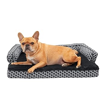 FURHA 66336257 Plush & Decor Couch Memory Top Sofa-Style Pet Bed, Medium, Diamond Grey