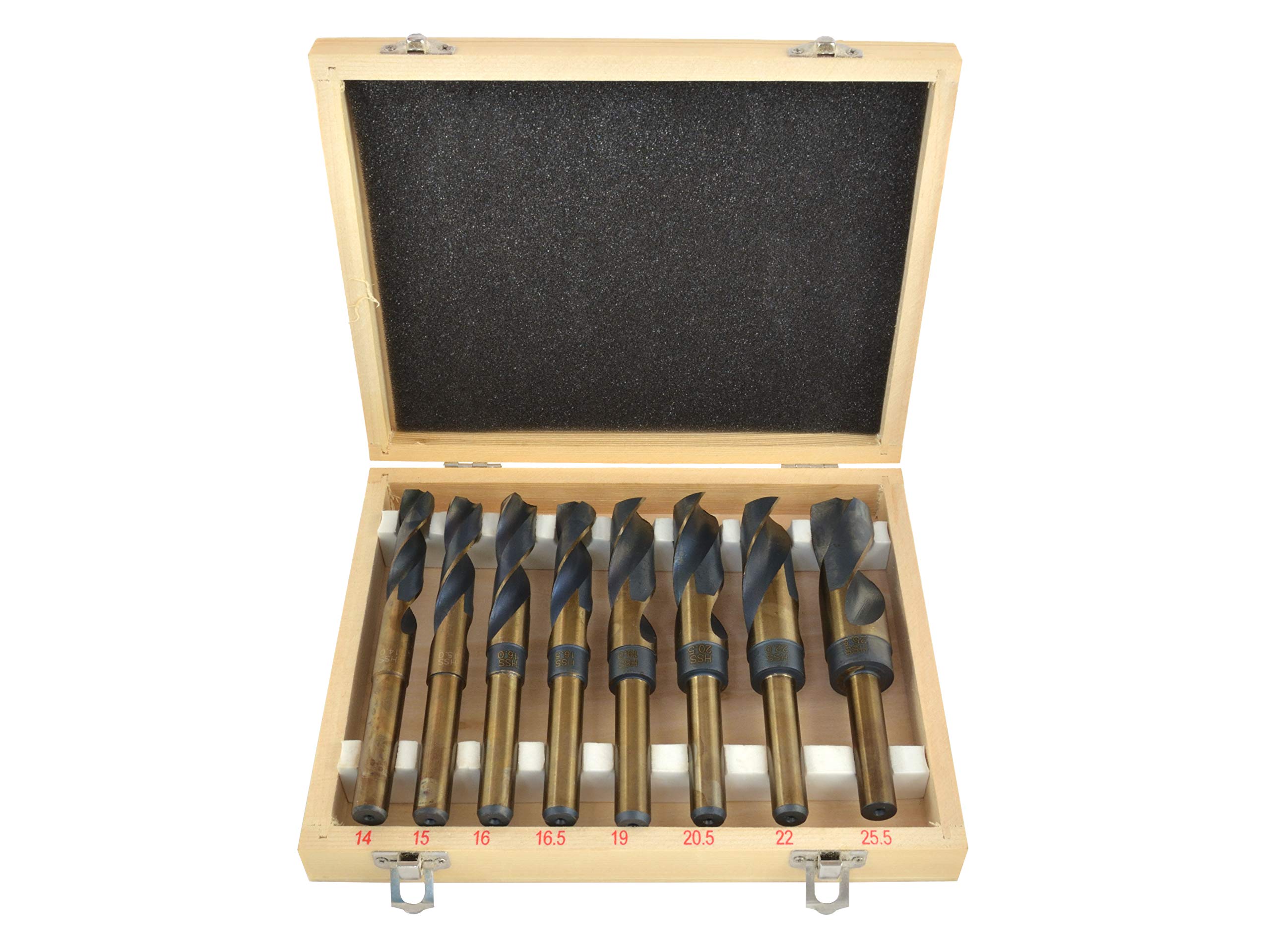 BSD Set di Punte da Trapano - Punte HSS per Metallo e Legno - 14-25,5mm - 8 Pezzi