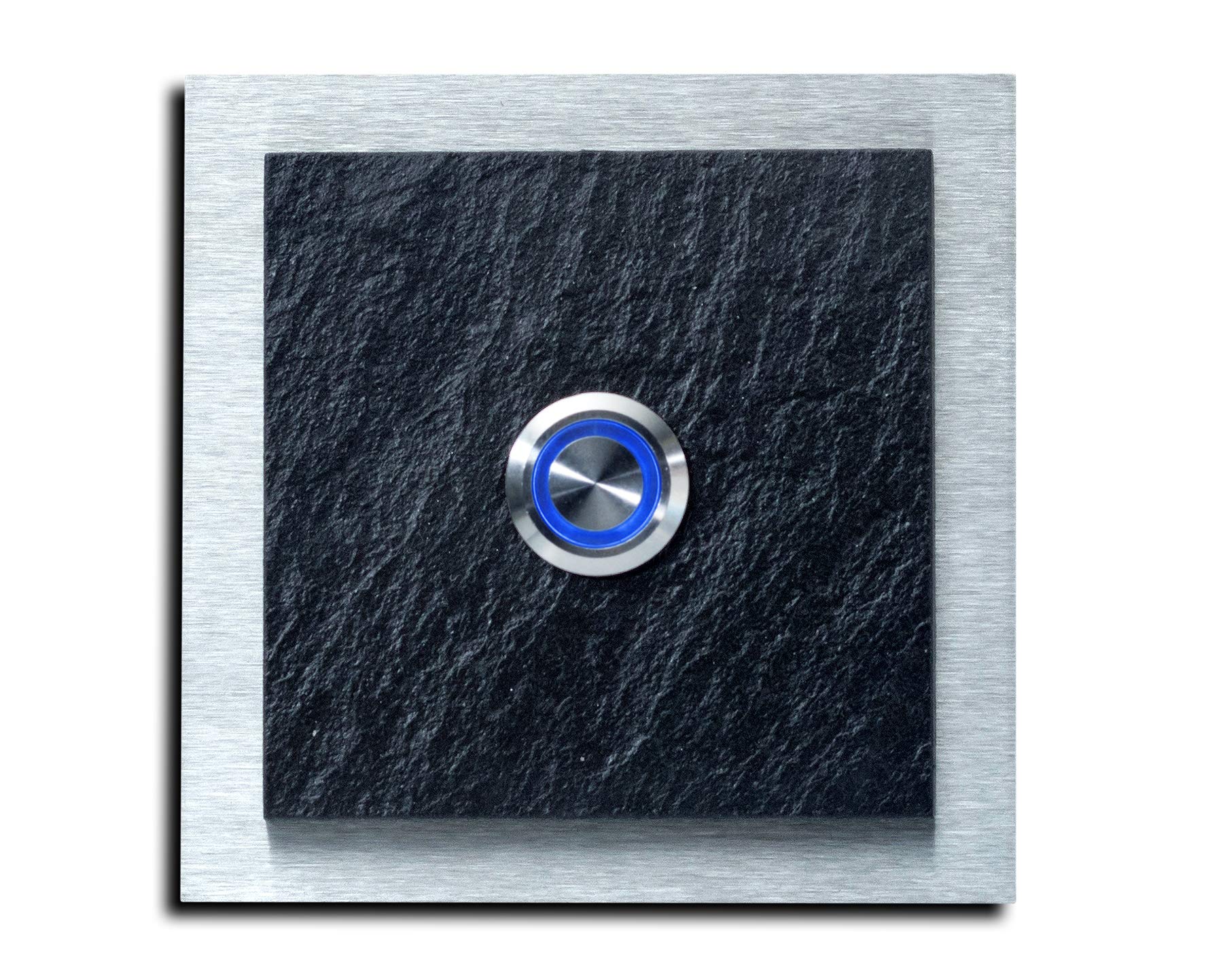 Edelstahl-Schiefer Türklingel - Klingel Klingelplatte Edelstahl Klingelknopf (10x10 cm)