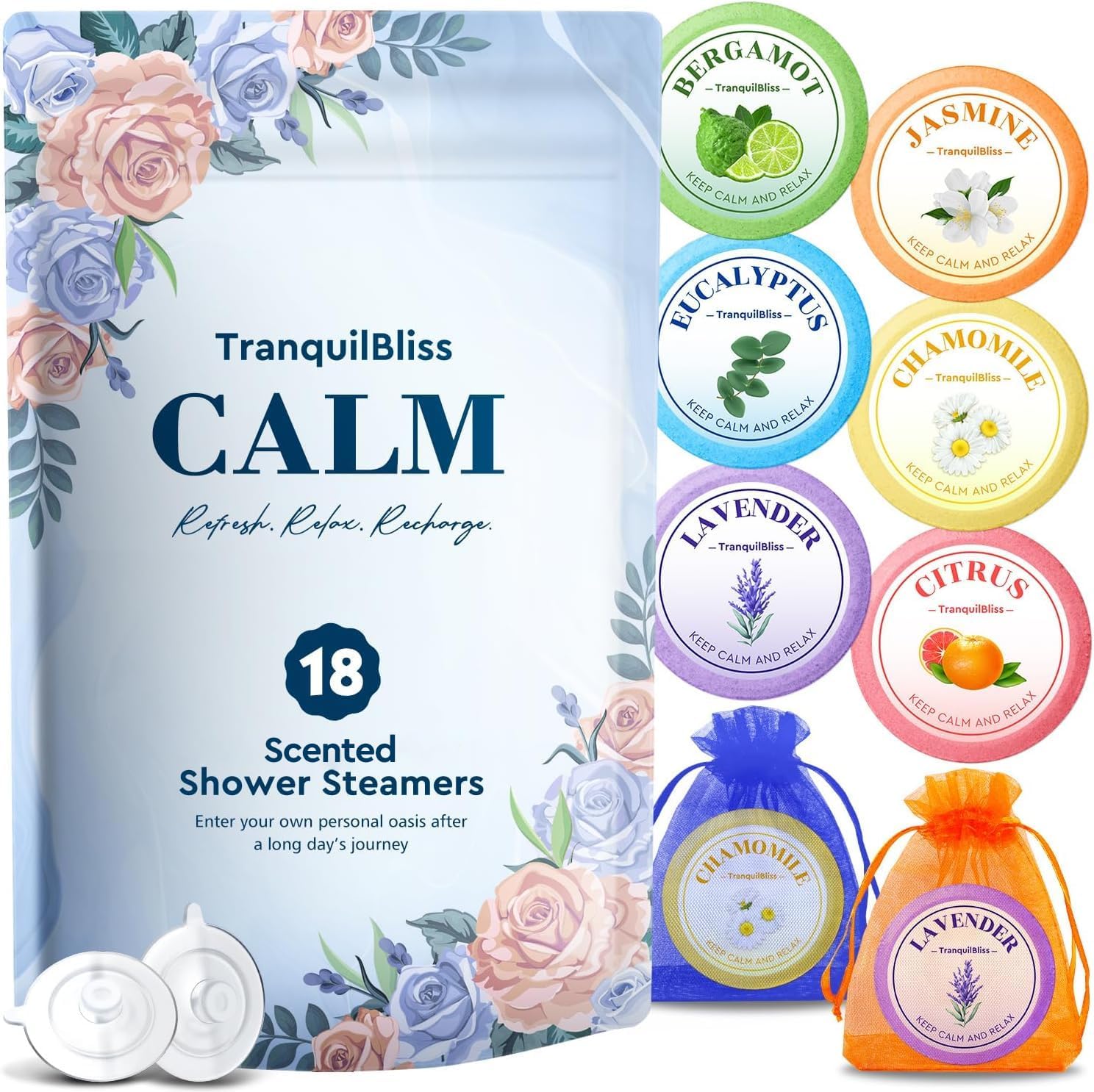 TranquilBliss Shower Steamers, 18 PCS Set, Self Care Relaxation Shower Tablets with Shea Butter, Shower Bombs, Christmas Gift Ideas for Mother's Day, Women, Wife