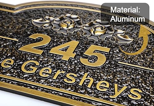 Vista 186 de Placa de dirección personalizada para vivienda con números fundidos de 12 pulgadas para exteriores, placa de identificación de dirección clásico-04