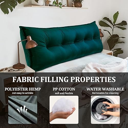 Miniatura 5 de Rucener Almohada rectangular para cabecera de lectura, cojín de cuña triangular grande, almohada de cuña extraíble, respaldo y cabecera extragrande,