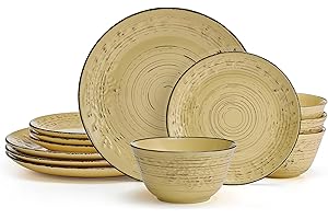 Pfaltzgraff Trellis Sunflower 12-Piece Dinnerware Set, Service for 4 - Blooming with Sunny Elegance