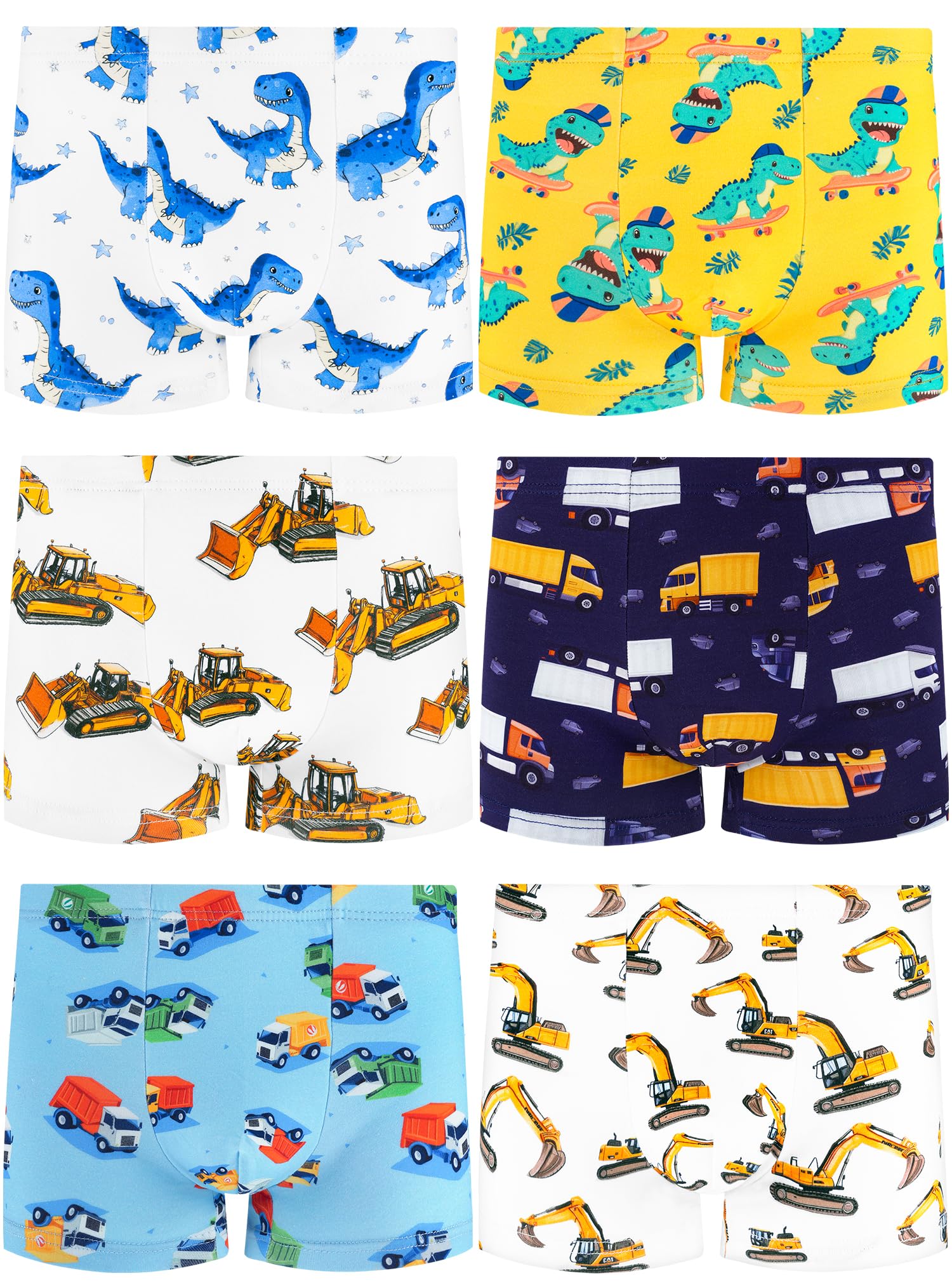 Boys Underwear Soft Cotton Tagless Panties for Toddlers Little Kids Comfort Breathable Boxer Briefs 6-Pack