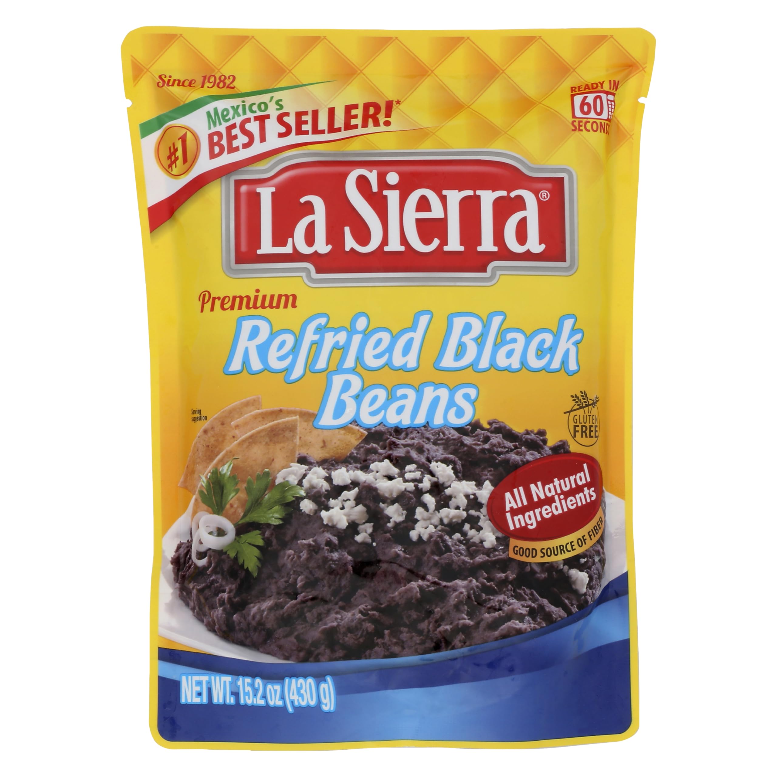La Sierra Refried Black Beans, Ready-to-Eat, 15.2 Ounce Pouch