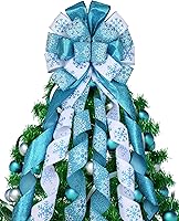 Vista 9 de Adorno para árbol de Navidad a cuadros, lazo grande de 48 x 13 pulgadas, lazos decorativos de búfalo en blanco y negro para la decoración de Navidad