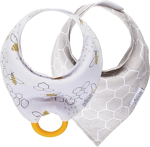 Dr Browns Baberos tipo bandana súper suaves con dos mordedores a presión