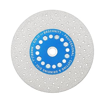 Diamond Granite Cutting Wheel,BRSCHNITT 7 Inch 180mm Vacuum Brazed Angle Grinder Diamond Blade with 5/8-11 Thread for Grinding Beveling Shaping Rounding Granite,Porcelain,Tile,Stone,Marble,Quartz