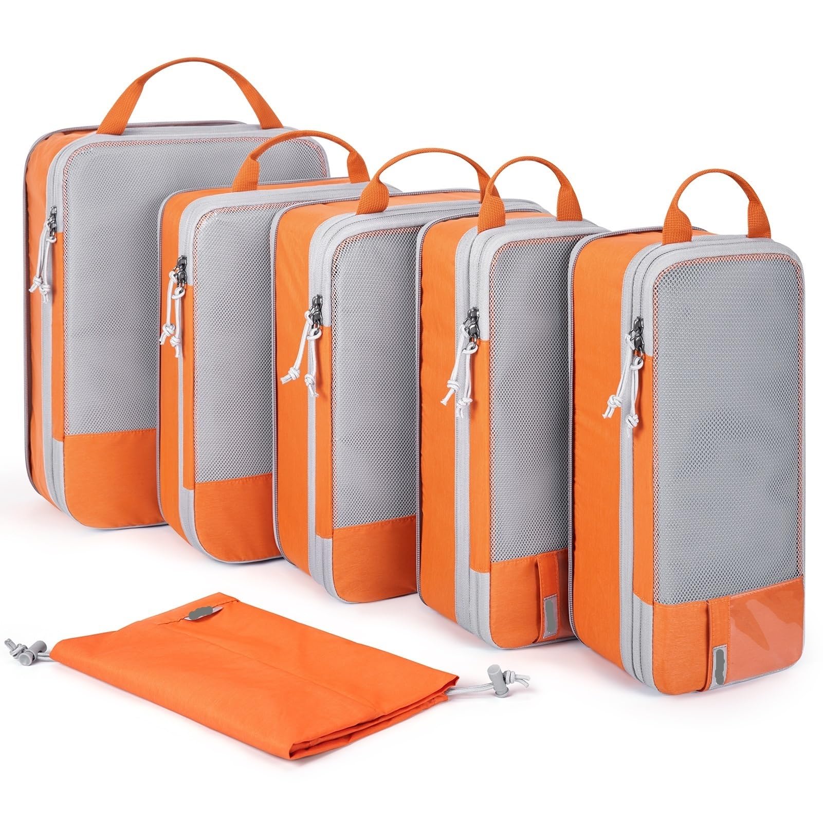 Organizador De Maletas Bolsa de almacenamiento de compresión con forma de cubo for empacar, ligera, for viaje, organizador de maletas, accesorios, organizador de equipaje, bolsa de viaje(6PC Orange)