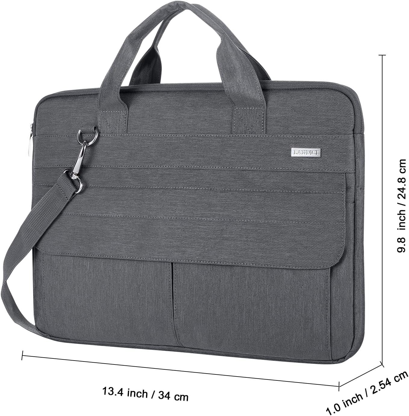 LANDICI Laptop Bag Case 13 14 inch with Shoulder Strap, Slim Waterproof Computer Sleeve Cover Compatible with MacBook Air 13/13.6 M1 M2 M3 M4, MacBook Pro 13/14, Chromebook 14, Grey - Image 8
