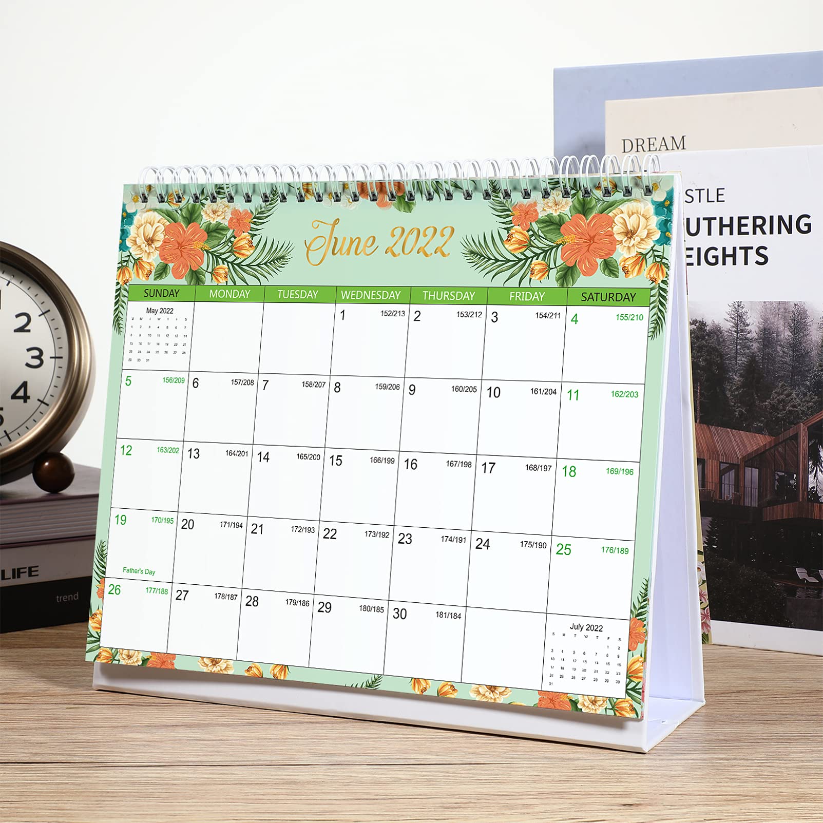 NUOBESTY 2022 Desk Calendar, Floral Desktop Calendar 2022 Monthly