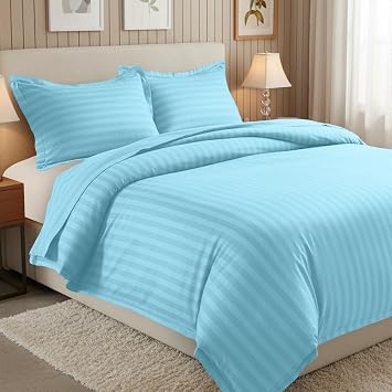 Elegant Comfort Luxury 2-Piece Striped Duvet Cover Set! - 1500 Premier Hotel Quality Silky-Soft Wrinkle Resistant Damask Stripe Duvet Cover Set, Twin/Twin XL, Aqua Blue