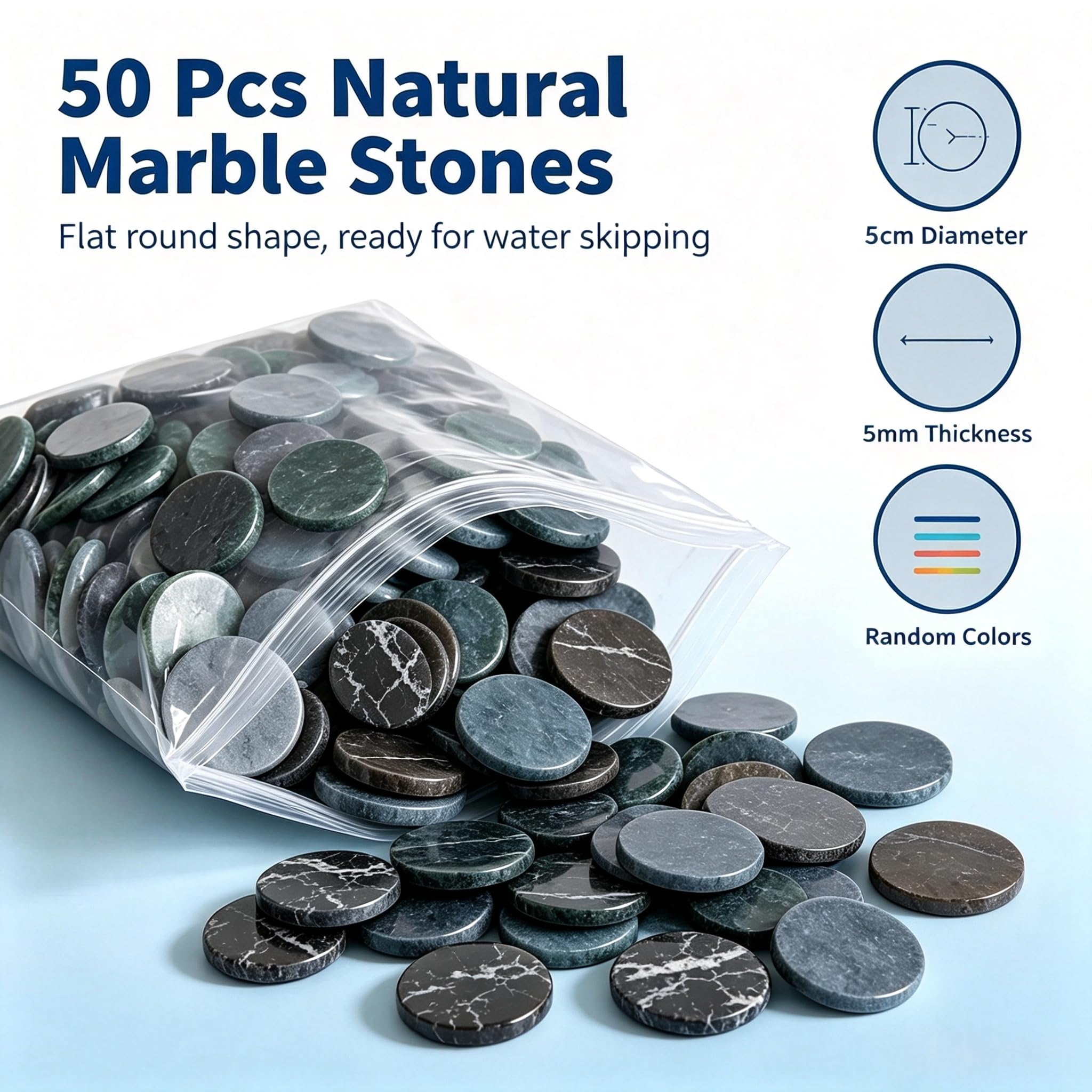 Skipping Stones - Piedras redondas lisas y planas para jugar al aire libre