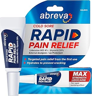 Abreva Cold Sore Treatment Rapid Pain Relief Cream - 1 Tube, 3 Grams