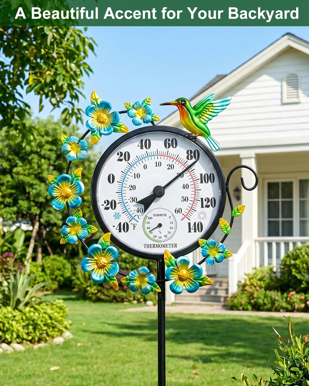Outdoor Thermometer Waterproof Hummingbird Outside Thermometer Hygrometer