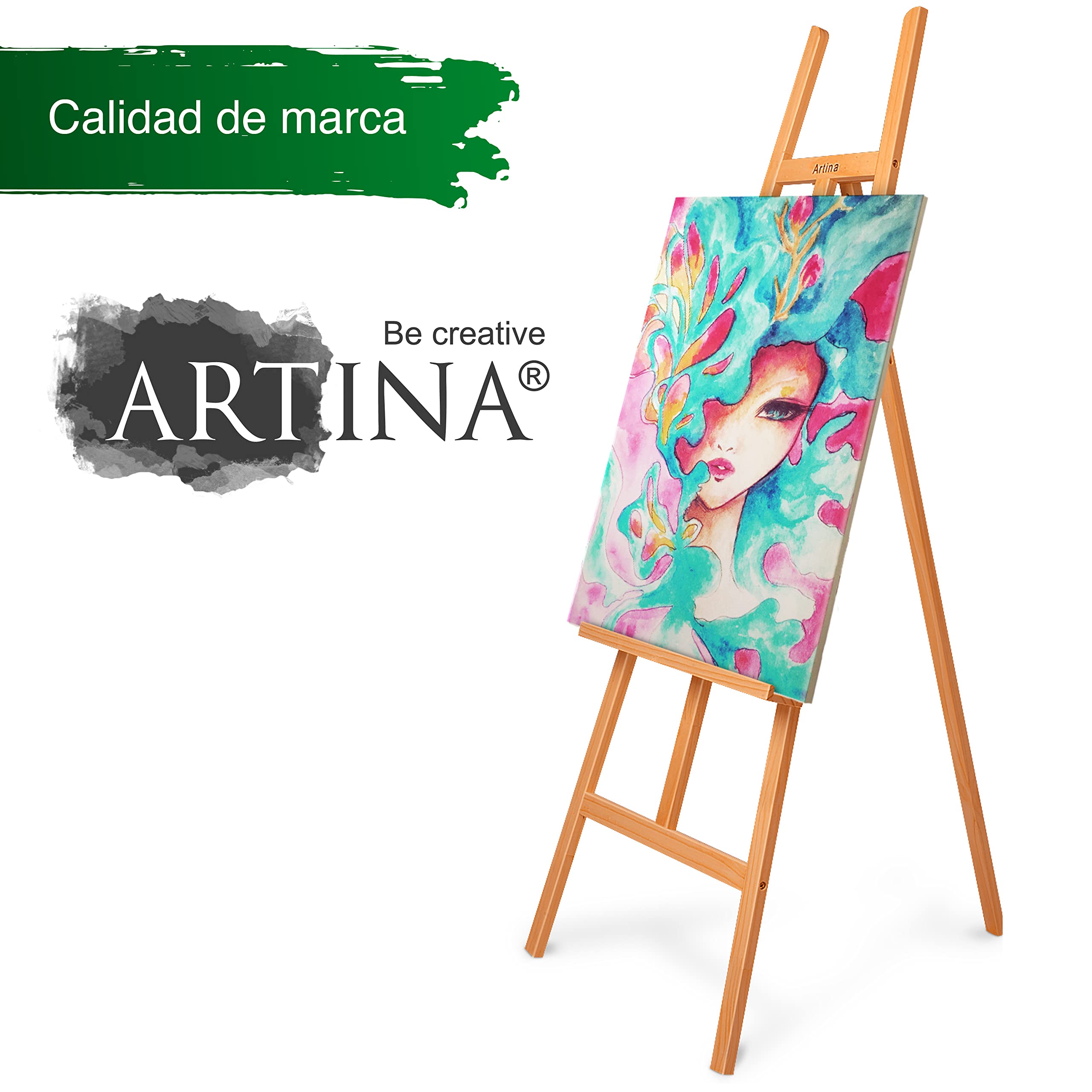 Artina Caballete de Pintura madera de haya maciza para lienzos hasta 120cm | para todas las técnicas y artistas plegable bastidor suelo atril Sevilla