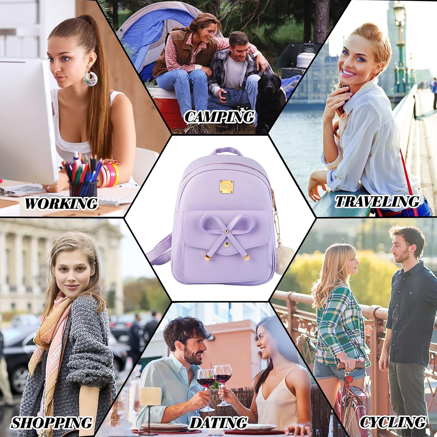 Aogist Mini Leather Backpack Purse 3-Pieces Fashion Bowknot Zipper Bags Cute Casual Travel Daypacks for and Women - Image 5