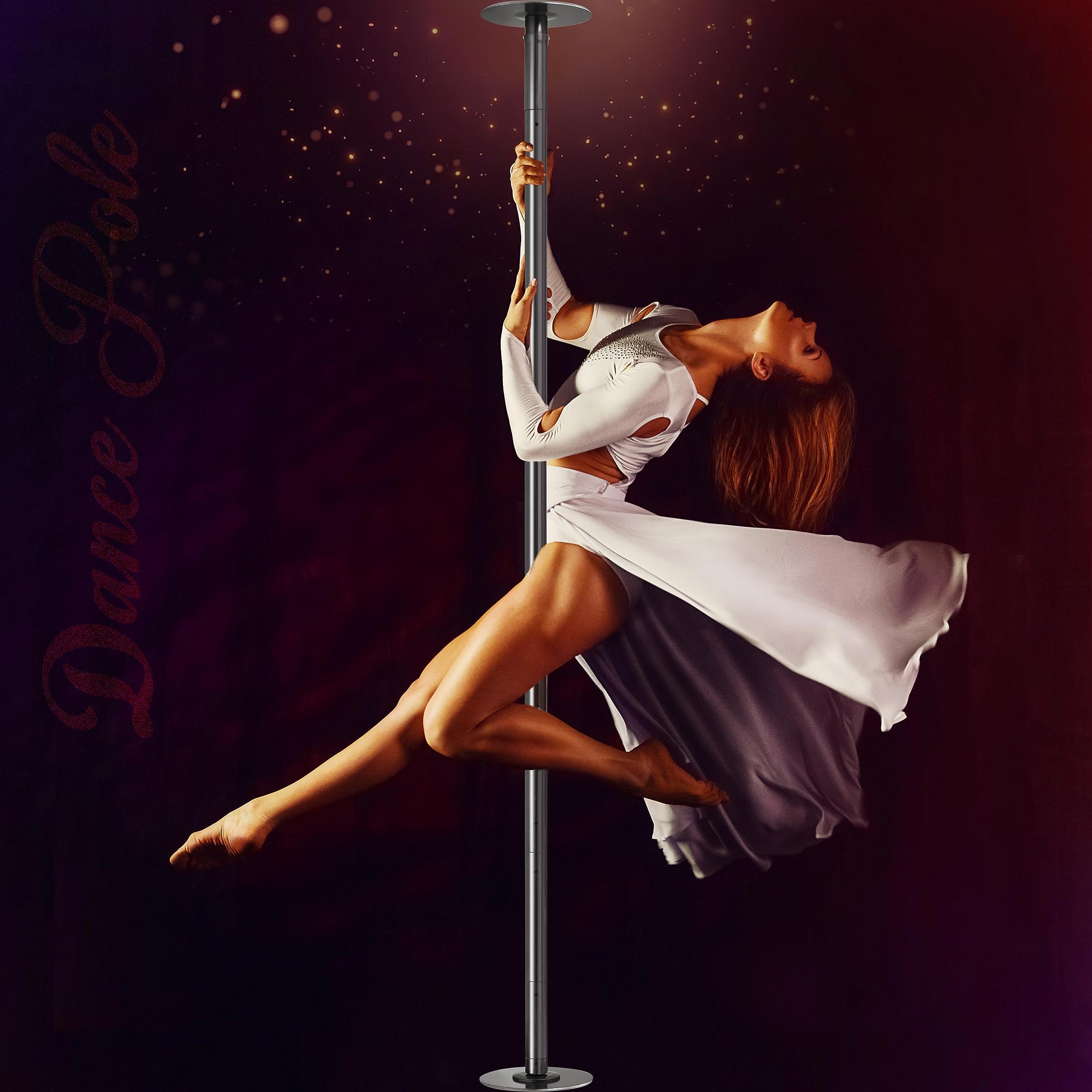 Yaheetech Palo Pole Dance da Ballo in Acciaio Regolabile in Altezza 225-274,5 cm Barra Pole Dance per Interni Esercizi di Fitness Club Feste