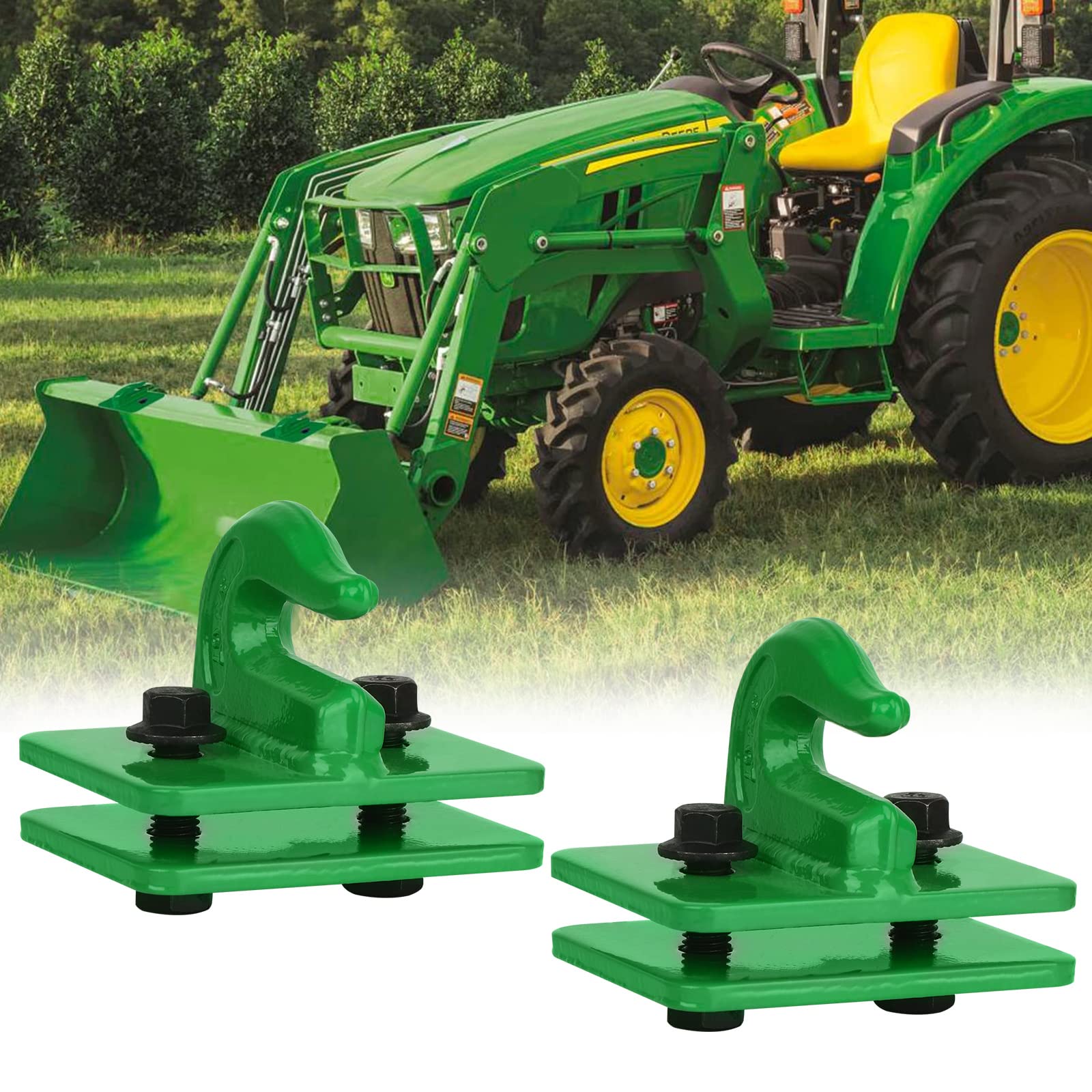 Manste 2Pack 3/8" Tractor Bucket Grab Hook, 17,000lbs Break Strength Grab Hooks with Grade 70 Forged Steel Tow Hook Bolt On Grab Hook for Tractor Bucket, RV, UTV, Truck and More (Green)