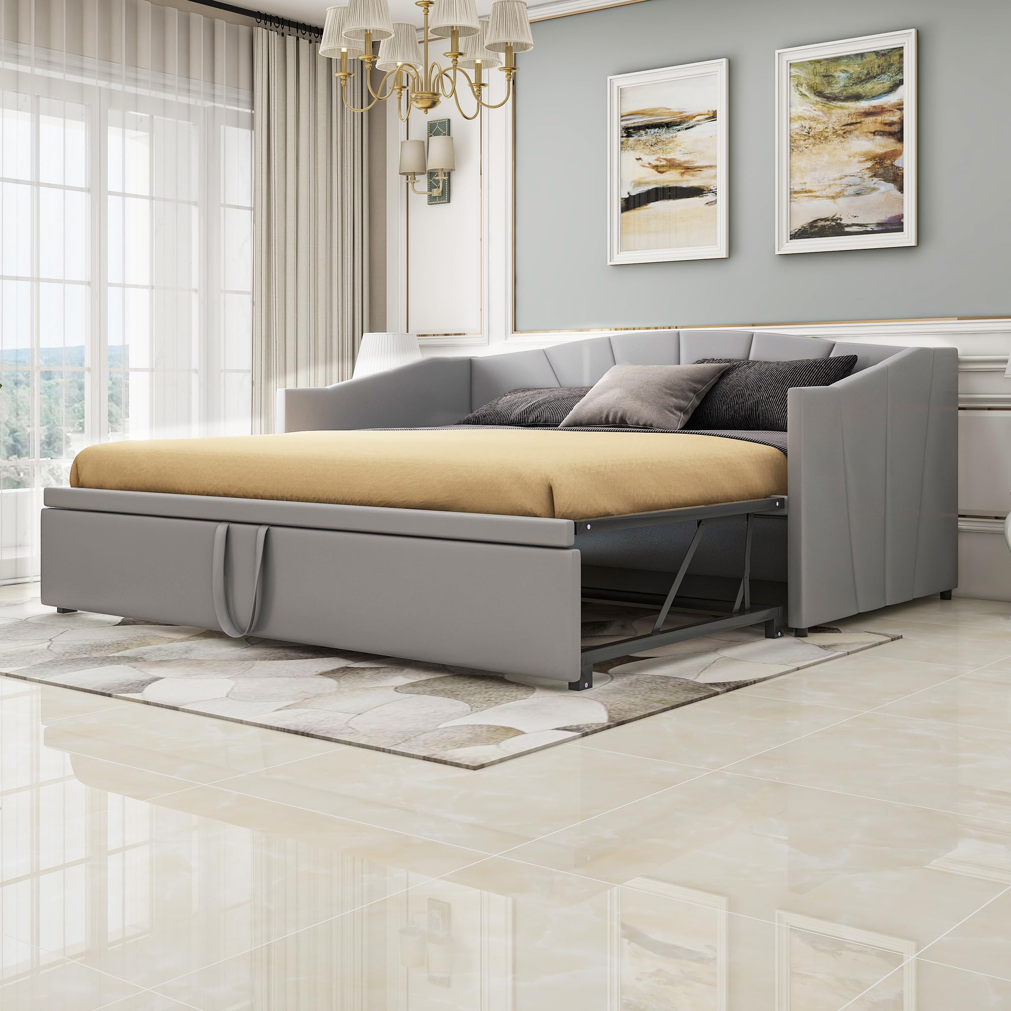Divano Letto Estraibile In Velluto 90x200 Cm - Letto Singolo/Guest Bed Con Rete A Doghe, Per Soggiorno O Cameretta