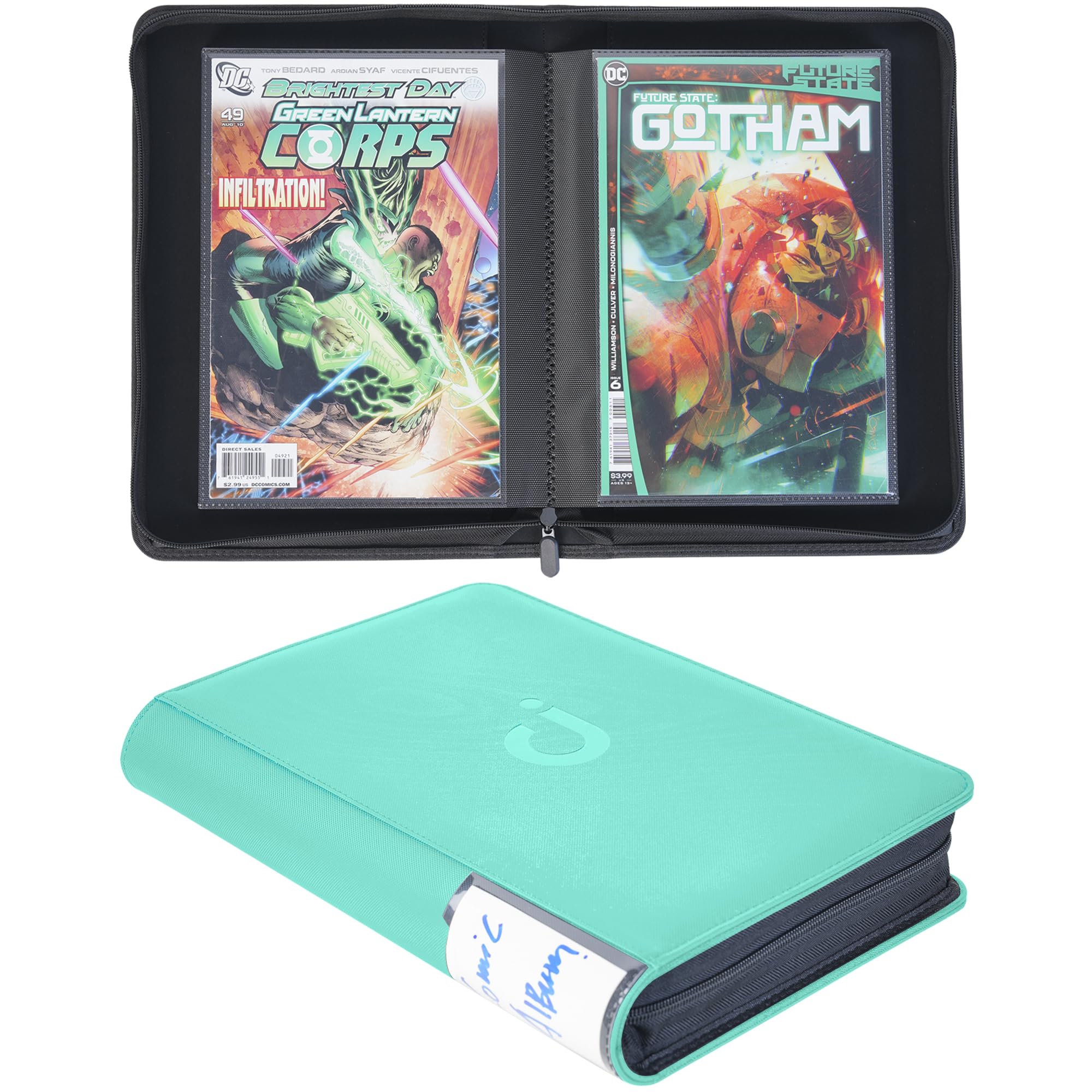 D DACCKIT Comic Book Binder, Comic Book Storage Album with Sleeves fit for Current, Silver Age, Regular Comics - Green