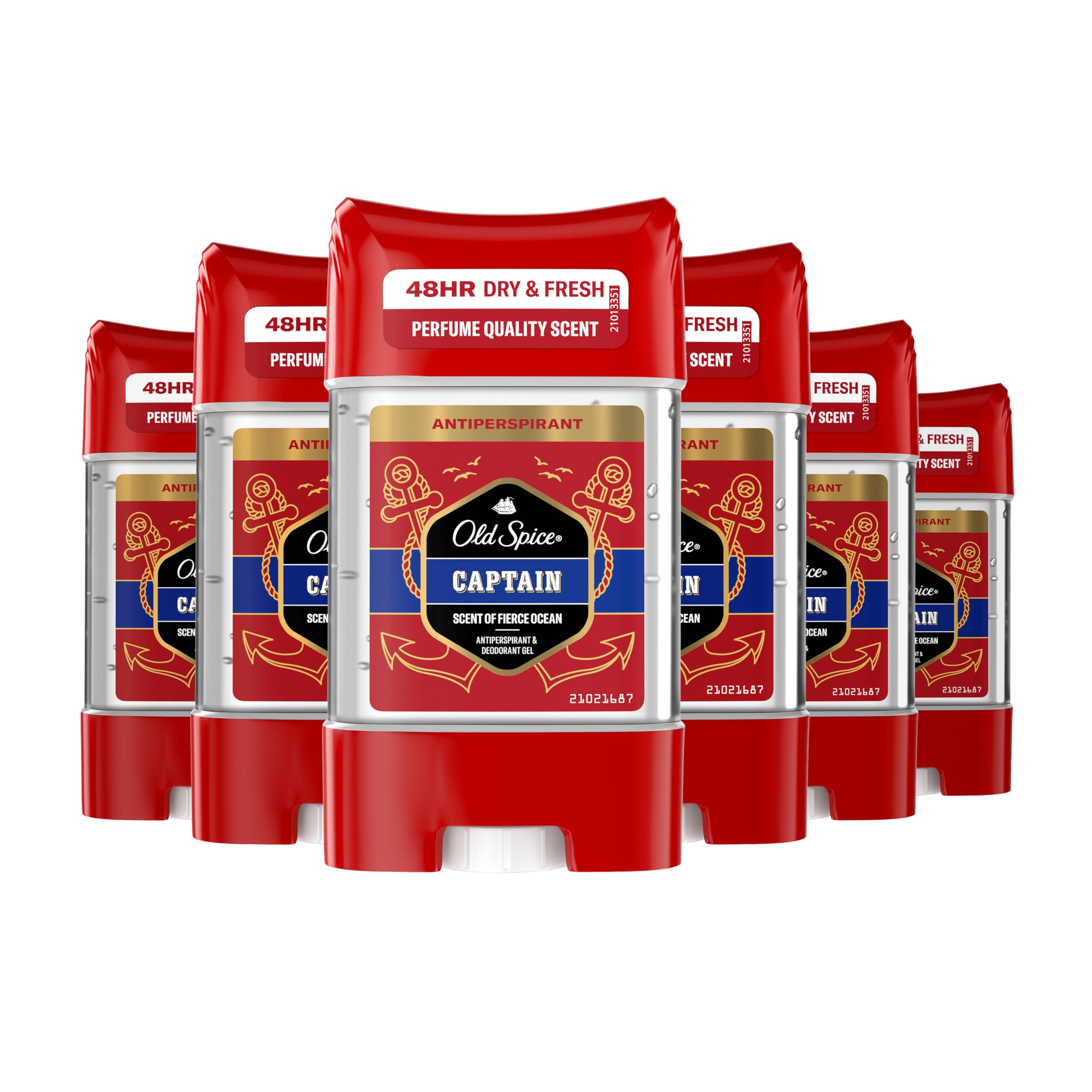 Old Spice Captain Antiperspirant & Deodorant Clear Gel Stick for Men 70ml, Perfume Quality Scent & 48H Dry and Fresh, Anti-White Mark Technology (pack of 6)