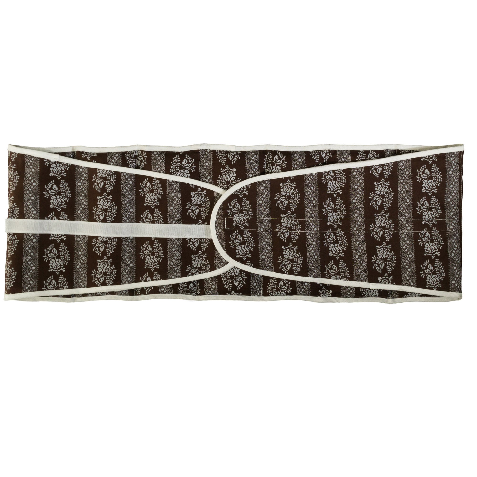 Bio-Dinkelkissen 7-Kammer mit Gürtel & Klettverschluss - Länge ca. 135cm - Blumen-braun - Wärmekissen XXL Körnerkissen