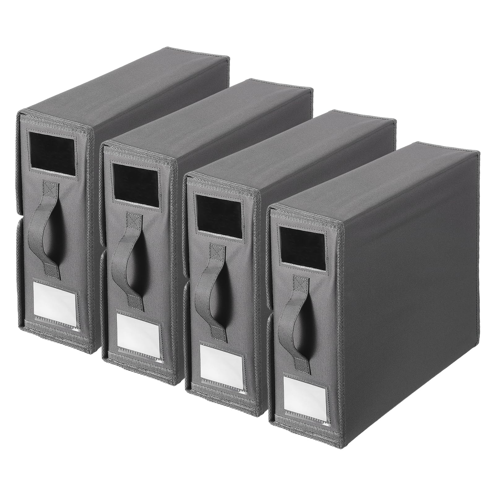 QUARKZMAN 4 Pack Organizadores de Sábanas con Asa para Armario Gris | Organizador Plegable de Juegos de Fundas Nórdicas, Contenedores de Almacenamiento, y Debajo de la Cama